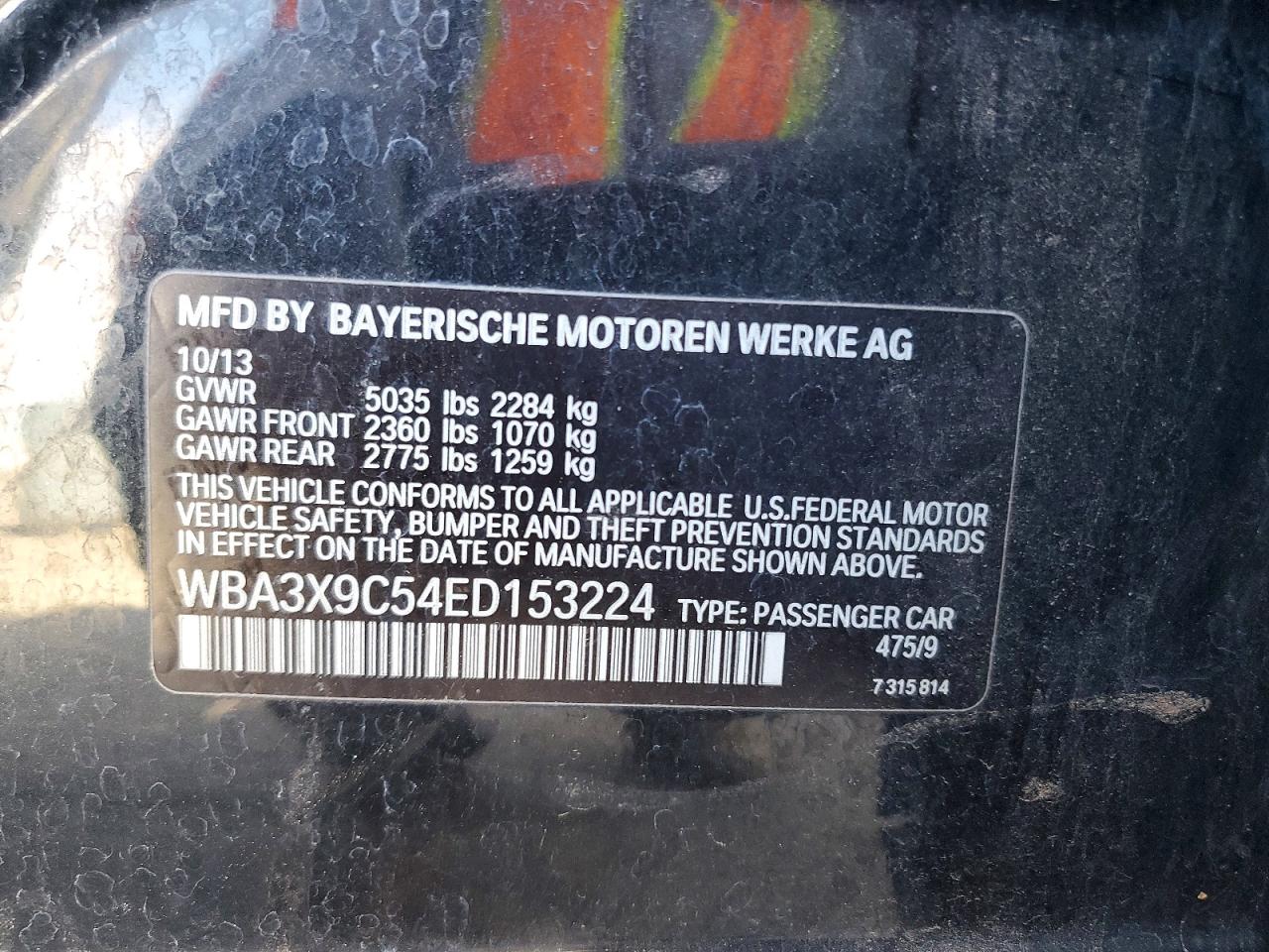 2014 Bmw 335 Xigt Black vin: WBA3X9C54ED153224