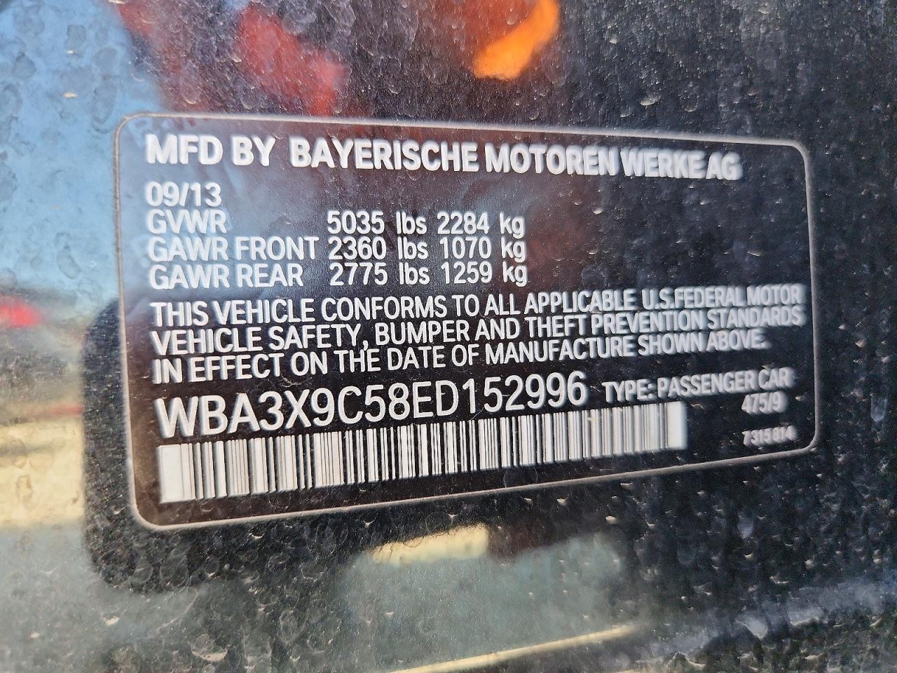 2014 Bmw 335 Xigt Черный vin: WBA3X9C58ED152996