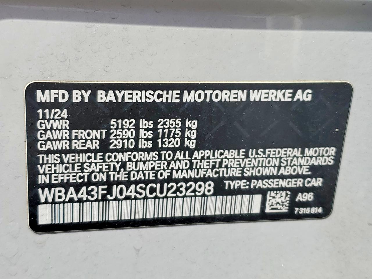 2025 Bmw 530 I White vin: WBA43FJ04SCU23298