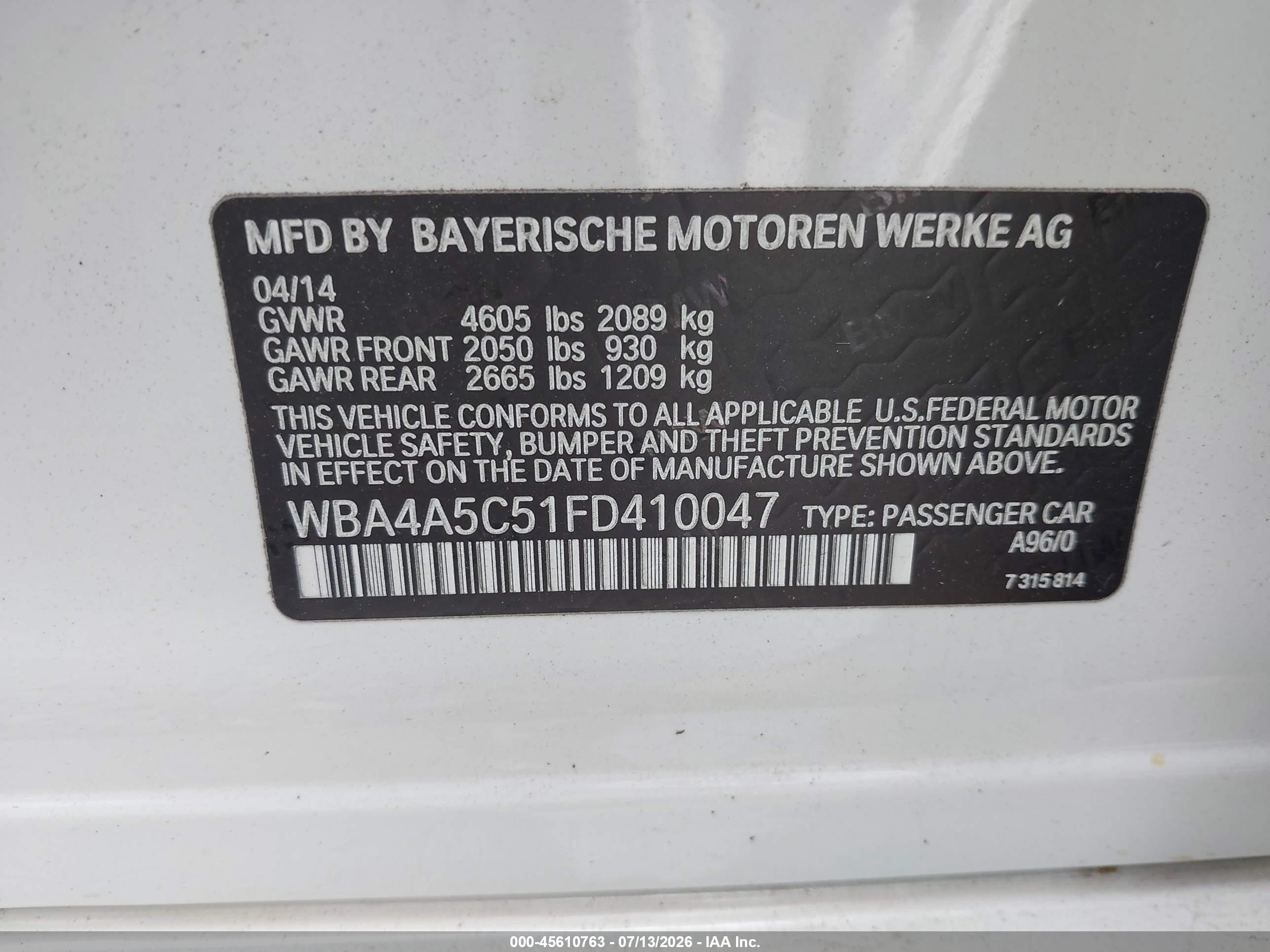 2015 Bmw 428 Gran Coupe   White vin: WBA4A5C51FD410047