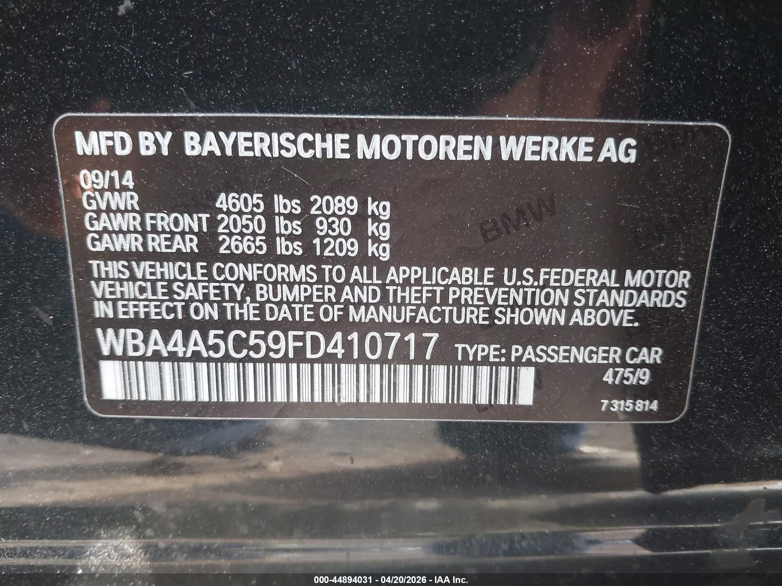 2015 Bmw 428 Gran Coupe   Black vin: WBA4A5C59FD410717