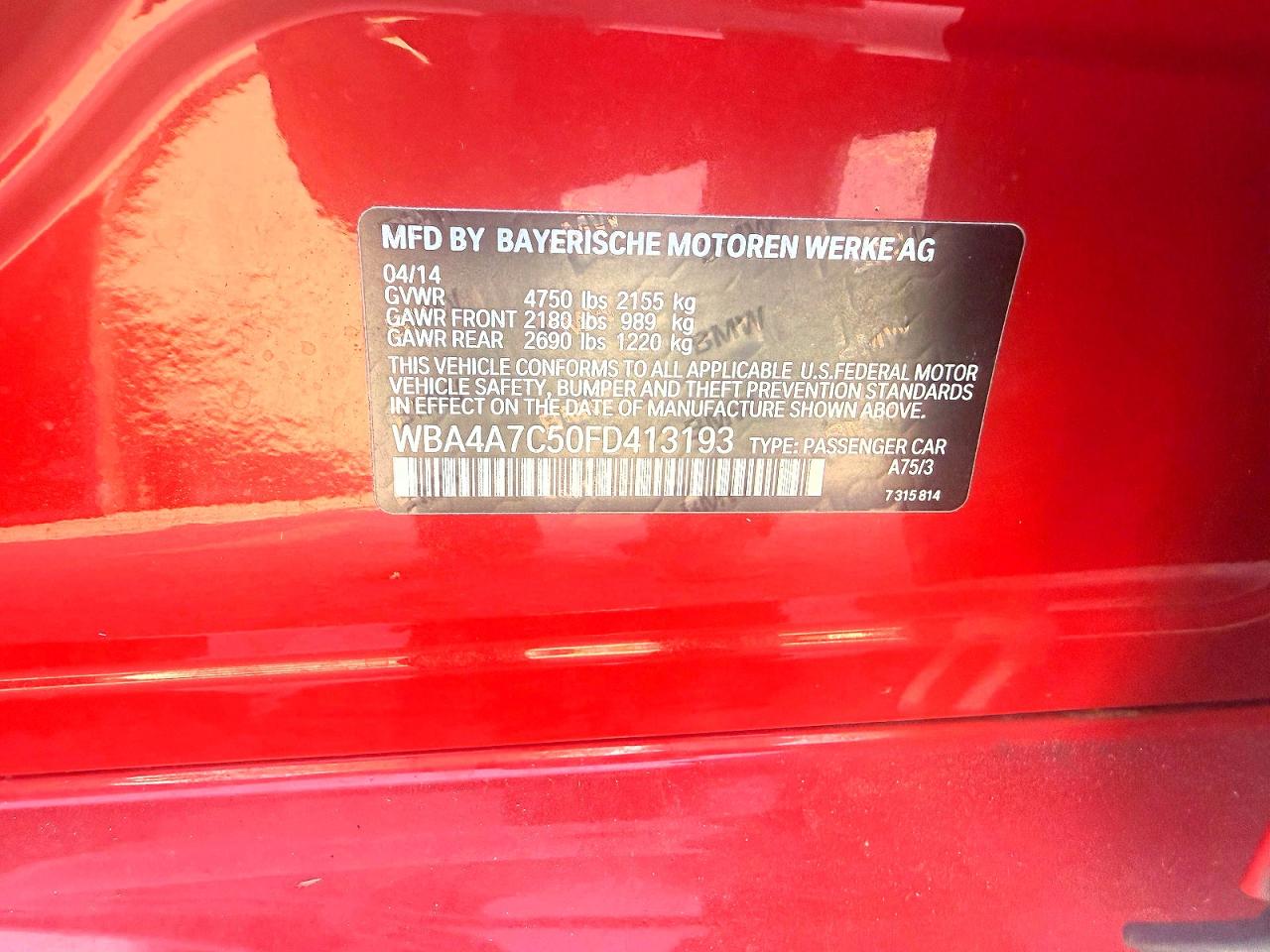 2015 Bmw 428 Xi Gran Coupe Red vin: WBA4A7C50FD413193