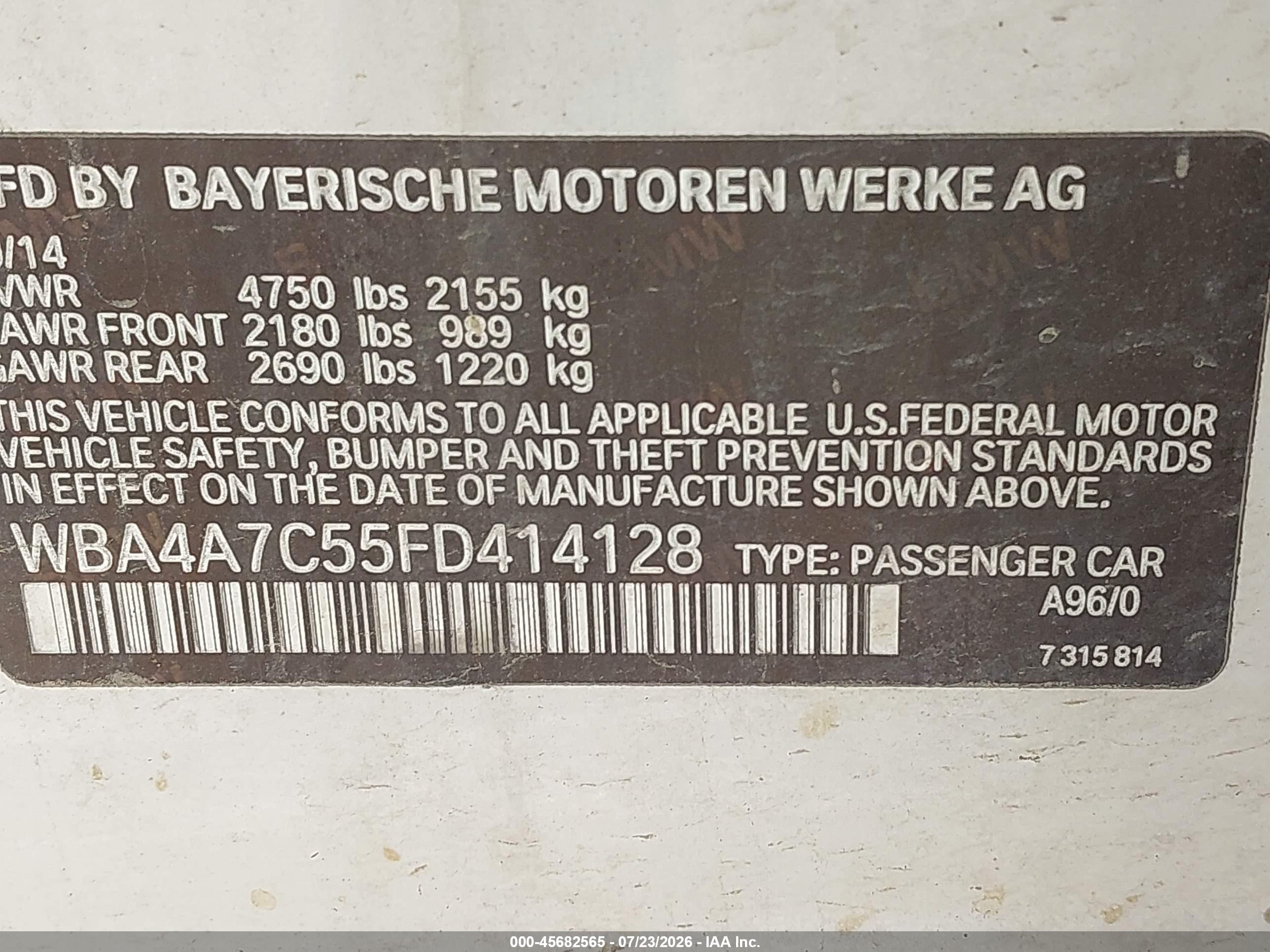 2015 Bmw 428 Gran Coupe Xdrive White vin: WBA4A7C55FD414128