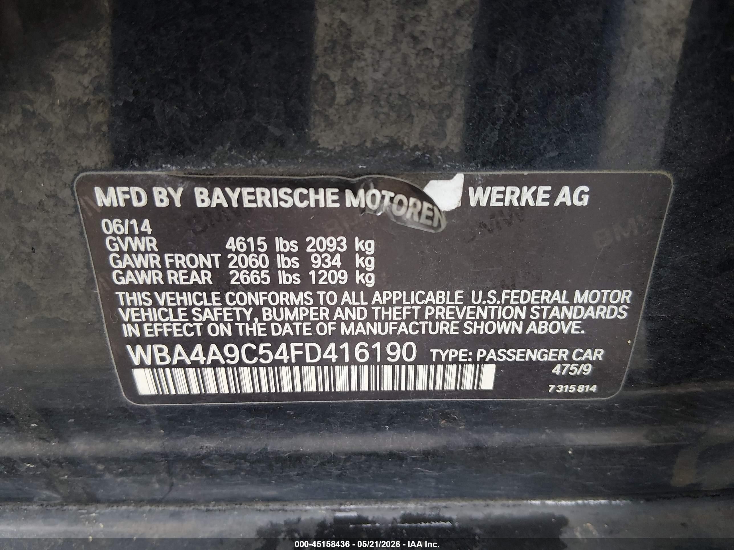 2015 Bmw 428 Gran Coupe   Black vin: WBA4A9C54FD416190