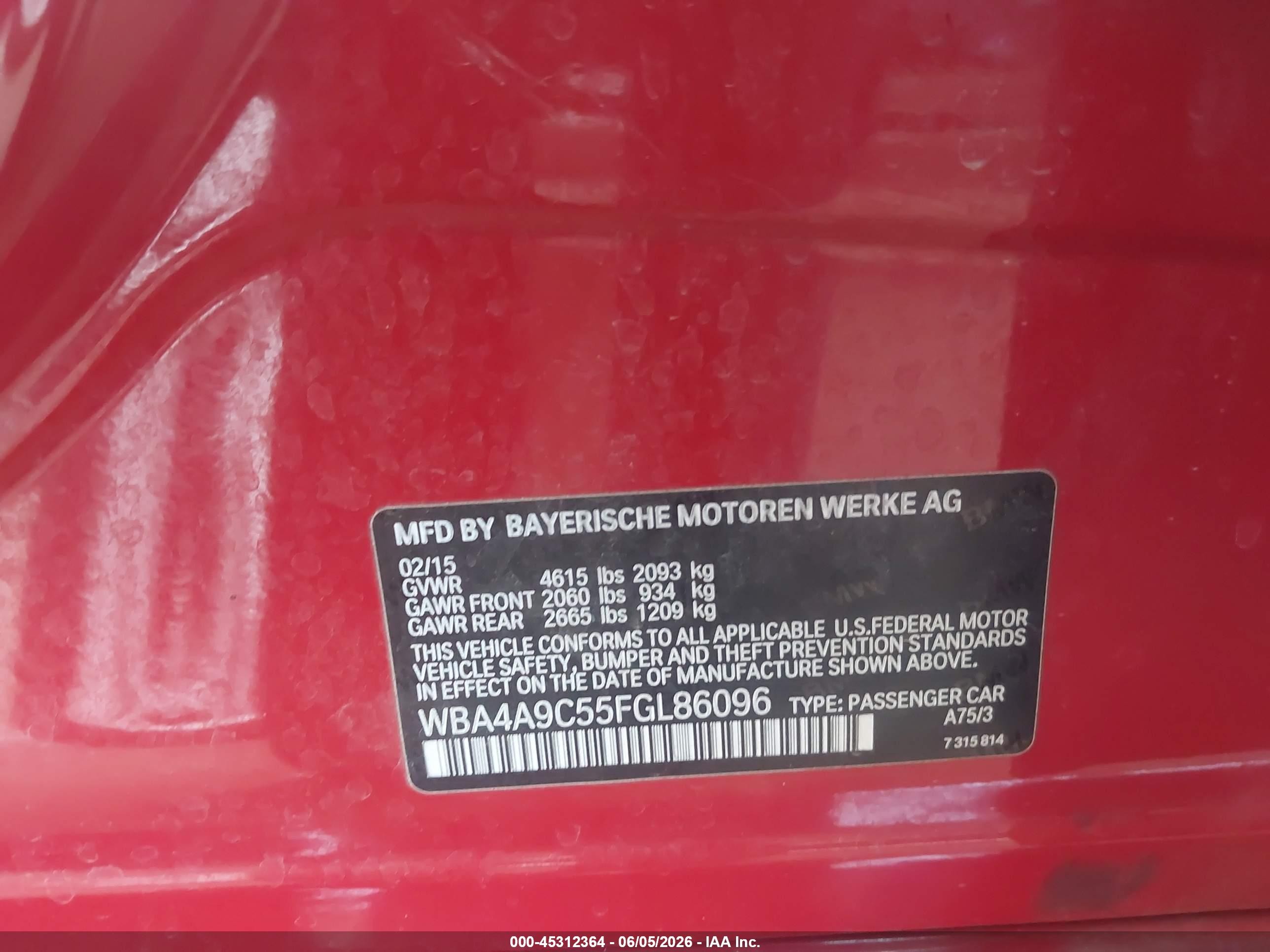 2015 Bmw 428 Gran Coupe   Red vin: WBA4A9C55FGL86096