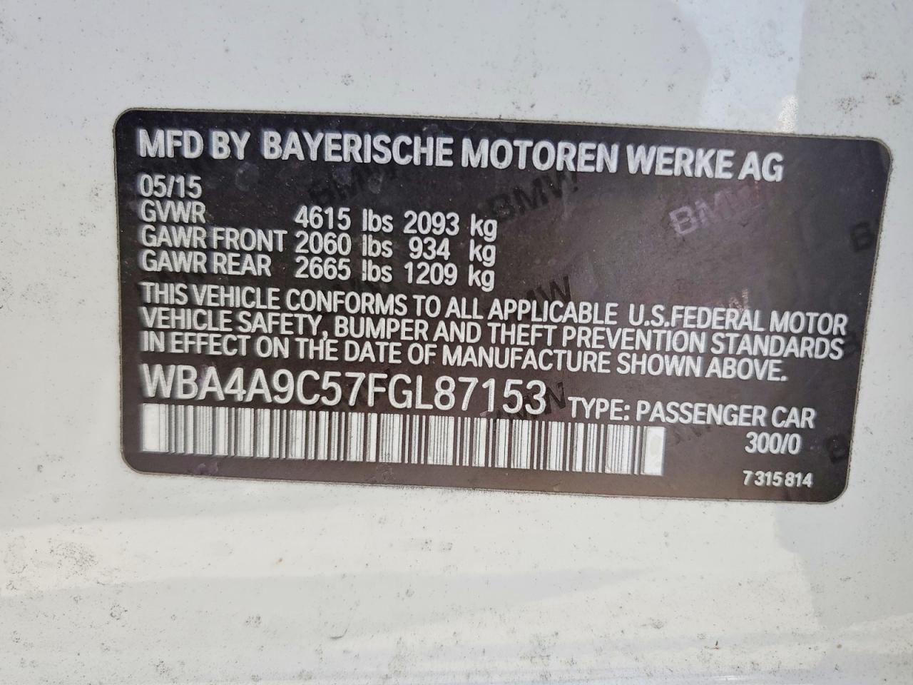 2015 Bmw 428 I Gran Coupe Sulev White vin: WBA4A9C57FGL87153
