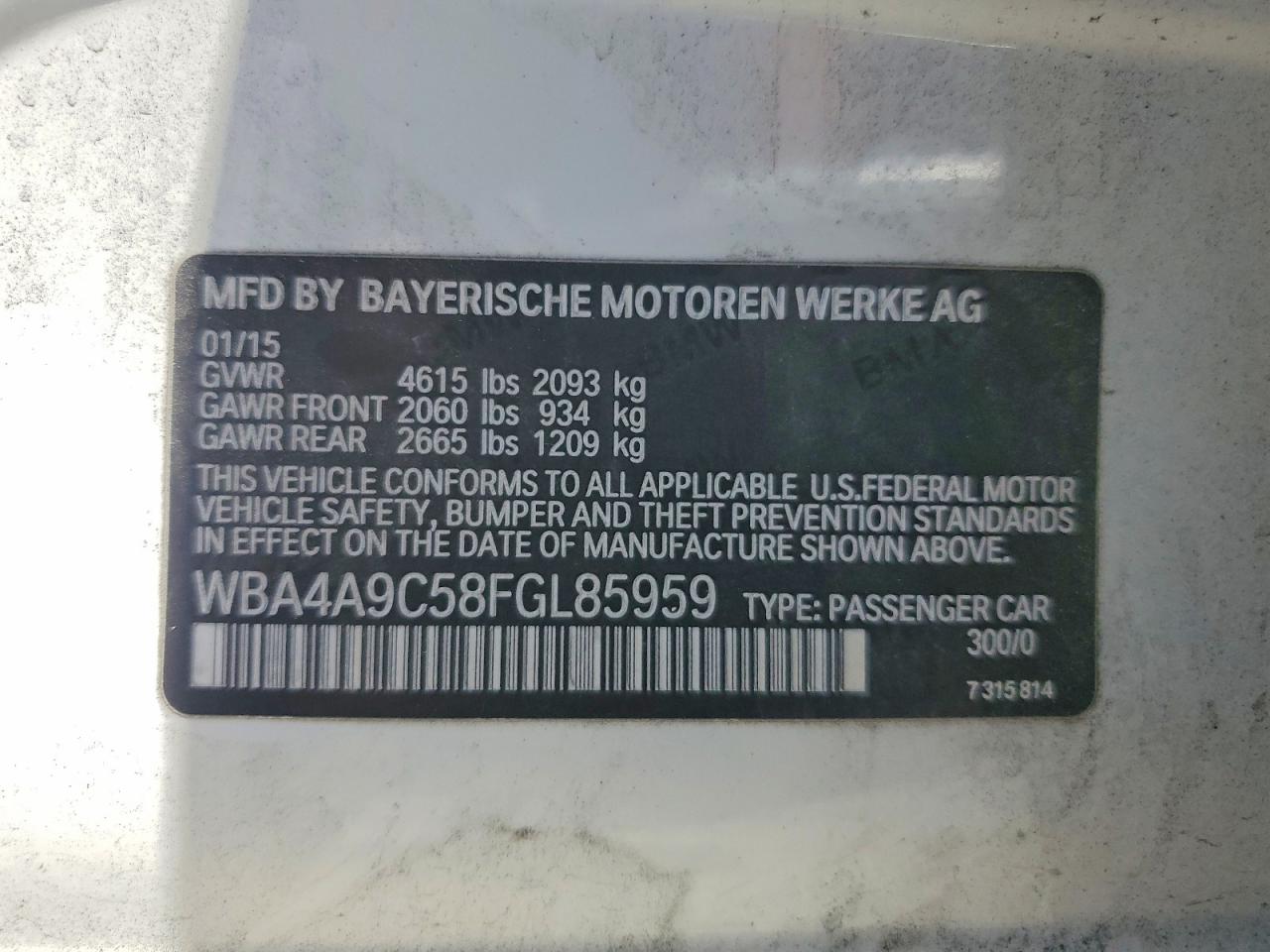 2015 Bmw 428 I Gran Coupe Sulev White vin: WBA4A9C58FGL85959