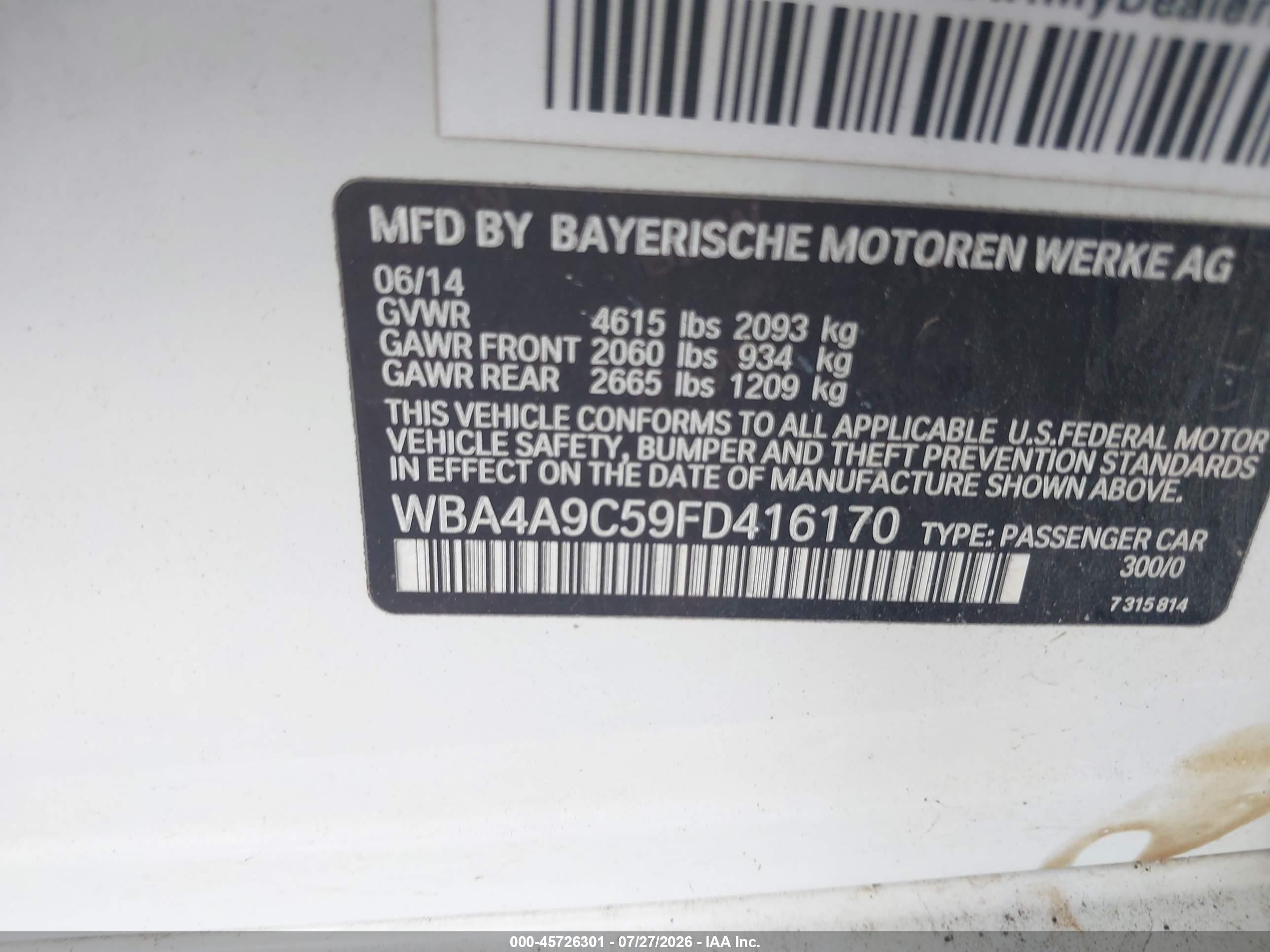 2015 Bmw 428 Gran Coupe   White vin: WBA4A9C59FD416170