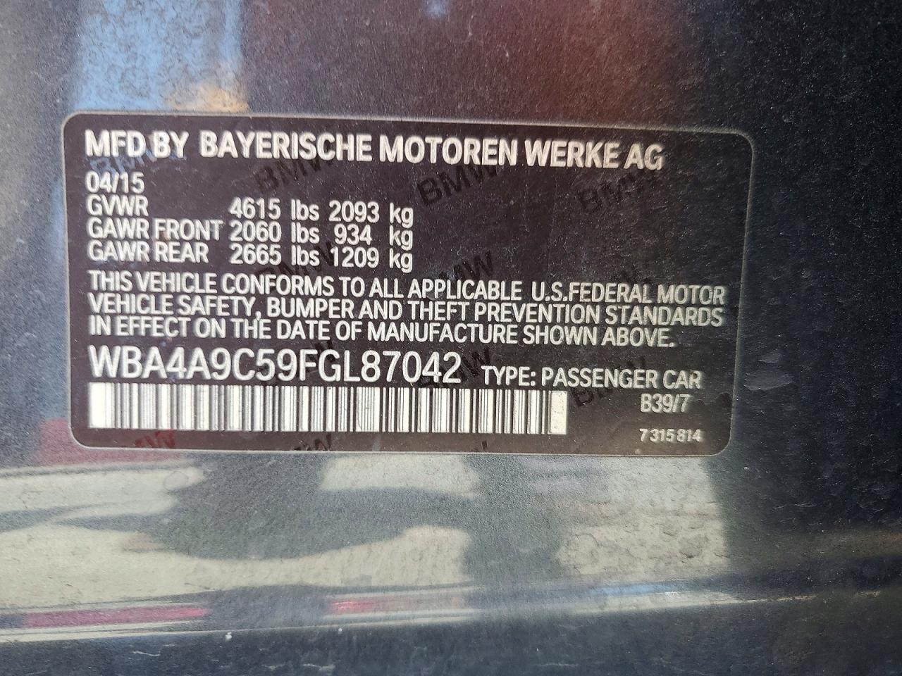 2015 Bmw 428 I Gran Coupe Sulev Серый vin: WBA4A9C59FGL87042