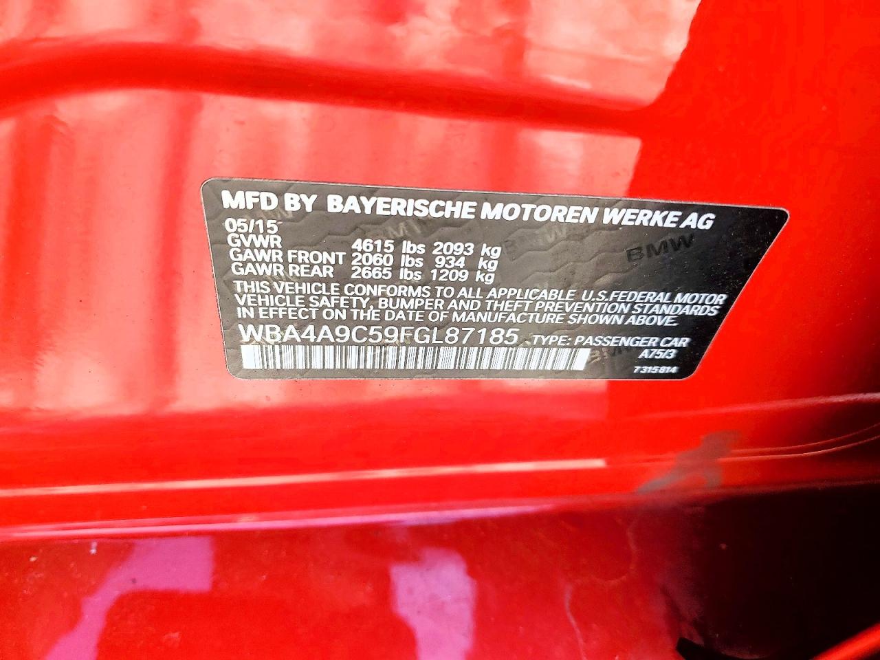 2015 Bmw 428 I Gran Coupe Sulev Red vin: WBA4A9C59FGL87185