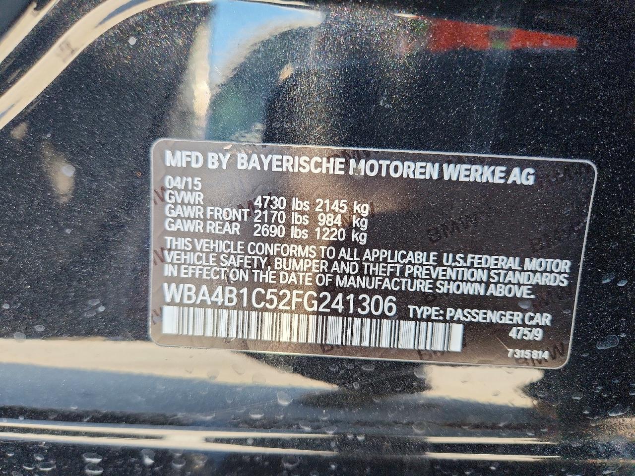 2015 Bmw 435 I Gran Coupe Black vin: WBA4B1C52FG241306