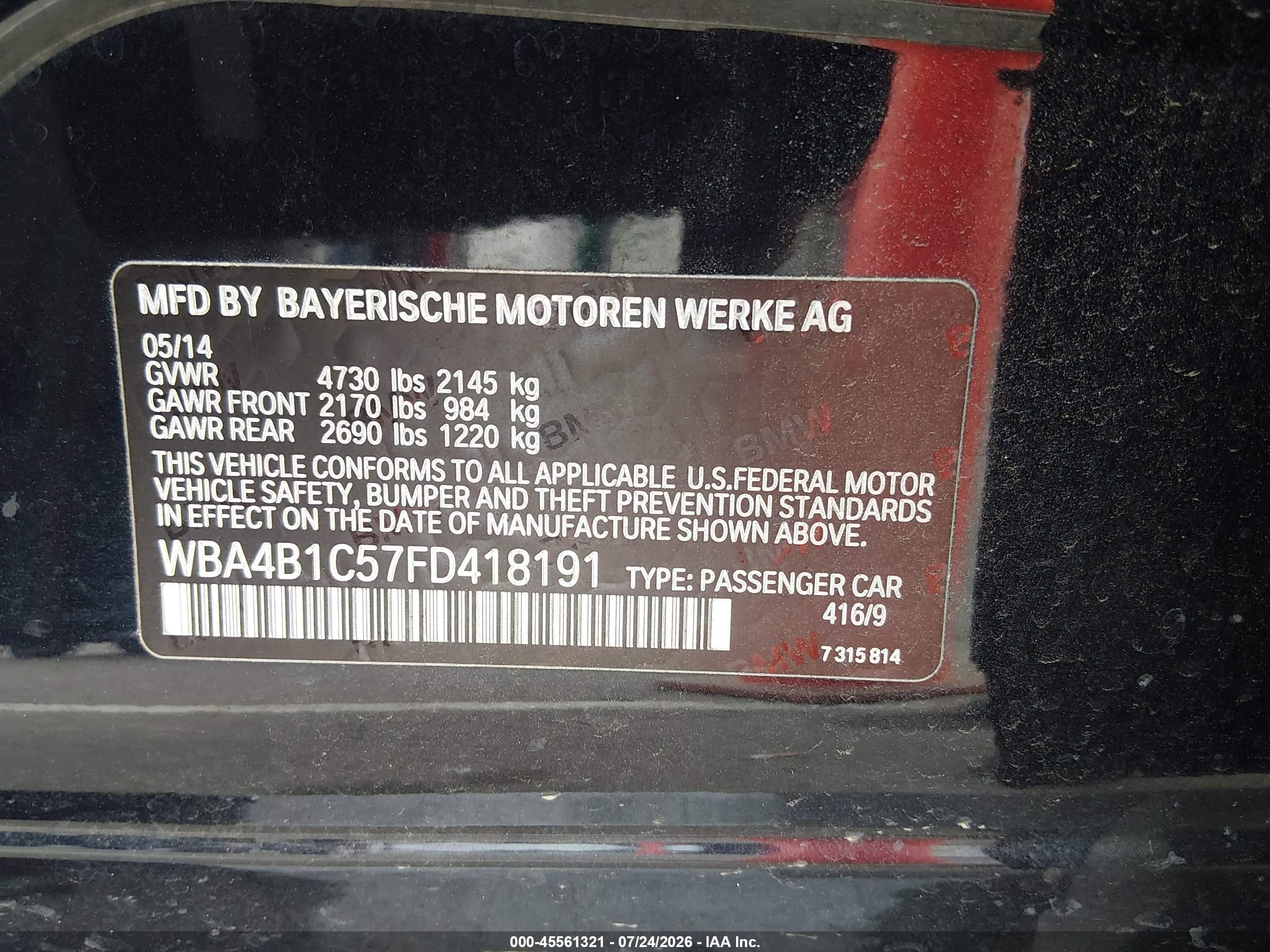 2015 Bmw 435i Gran Coupe Dark Blue vin: WBA4B1C57FD418191