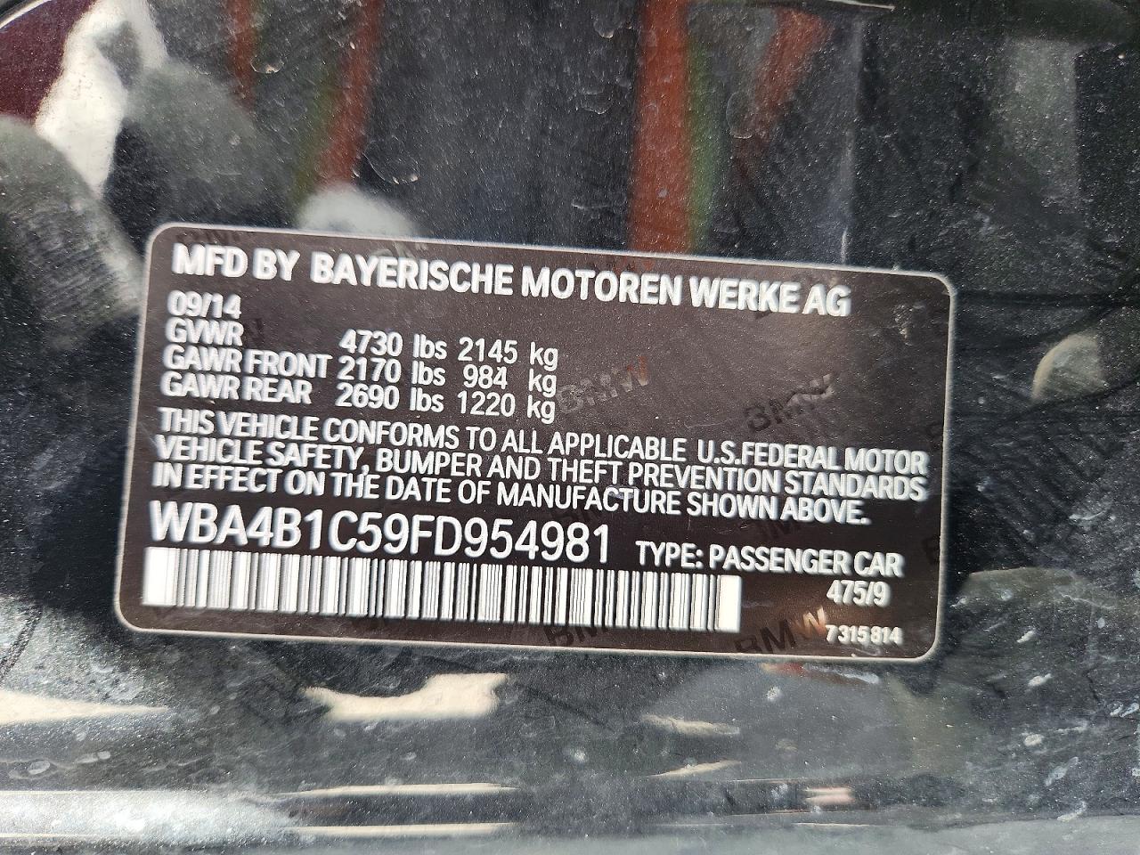 2015 Bmw 435 I Gran Coupe Черный vin: WBA4B1C59FD954981