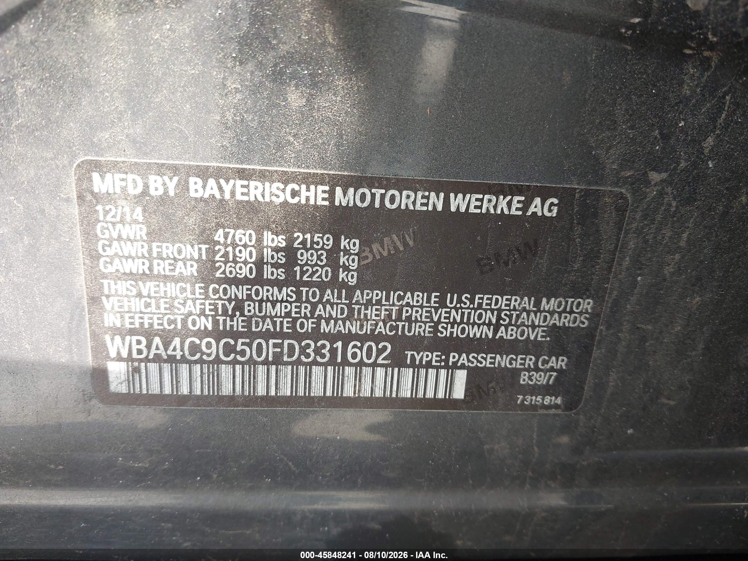 2015 Bmw 428 Gran Coupe Xdrive Gray vin: WBA4C9C50FD331602