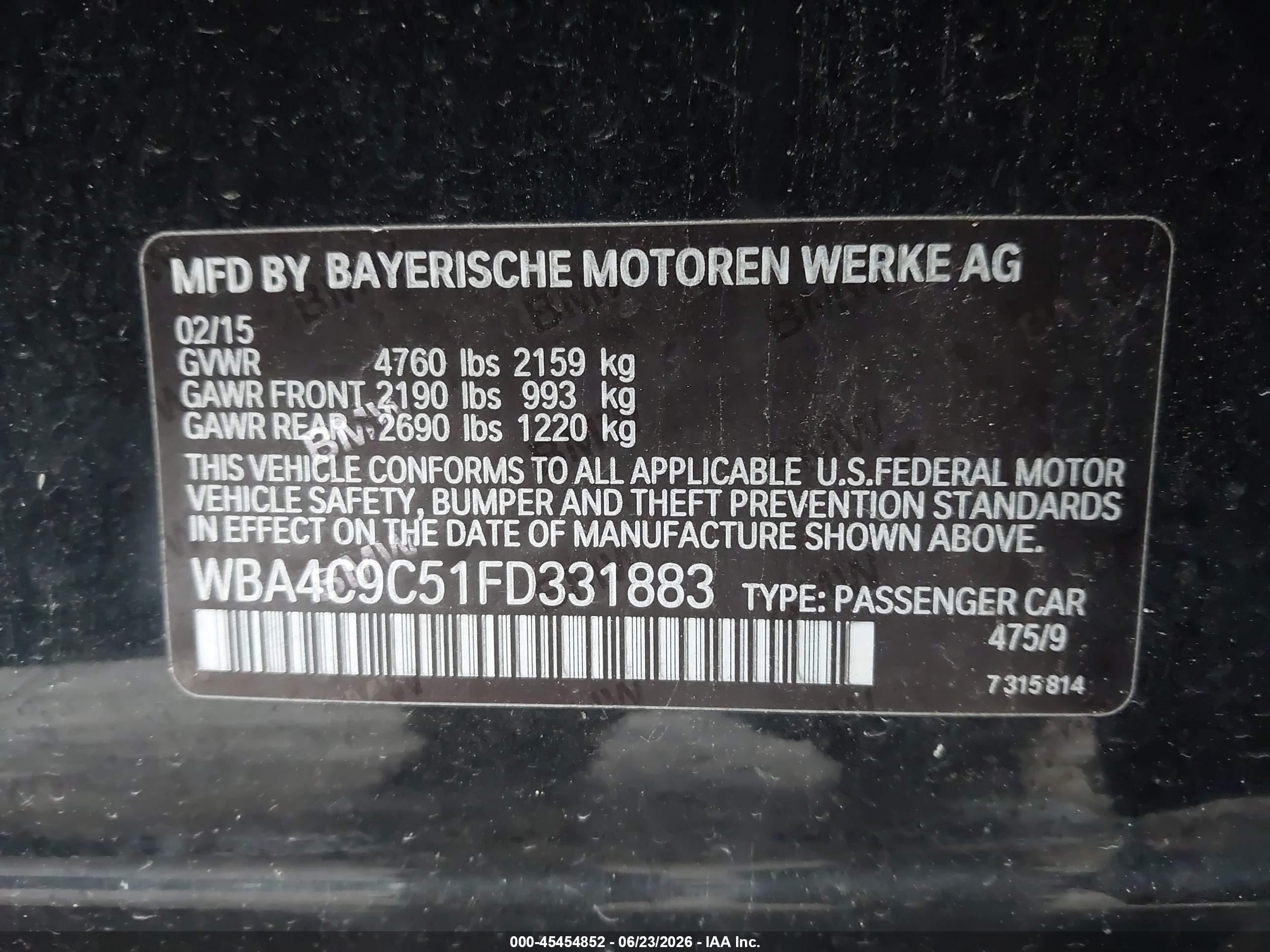 2015 Bmw 428 Gran Coupe Xdrive Black vin: WBA4C9C51FD331883