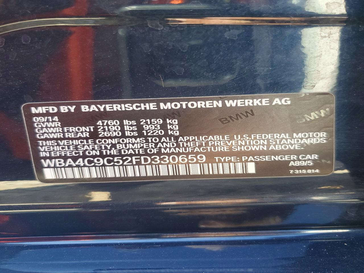 2015 Bmw 428 Xi Gran Coupe Sulev Blue vin: WBA4C9C52FD330659