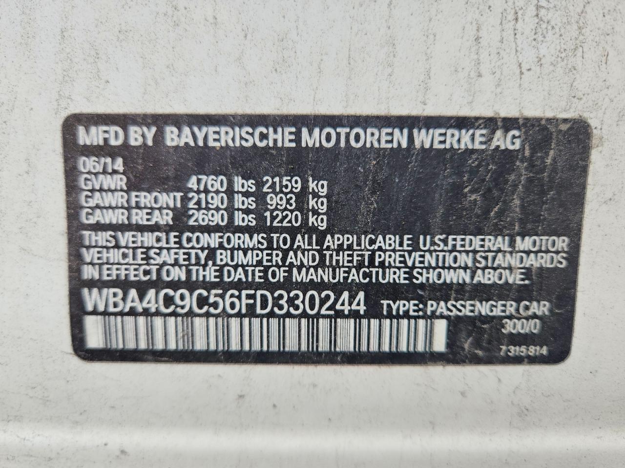 2015 Bmw 428 Xi Gran Coupe Sulev Белый vin: WBA4C9C56FD330244