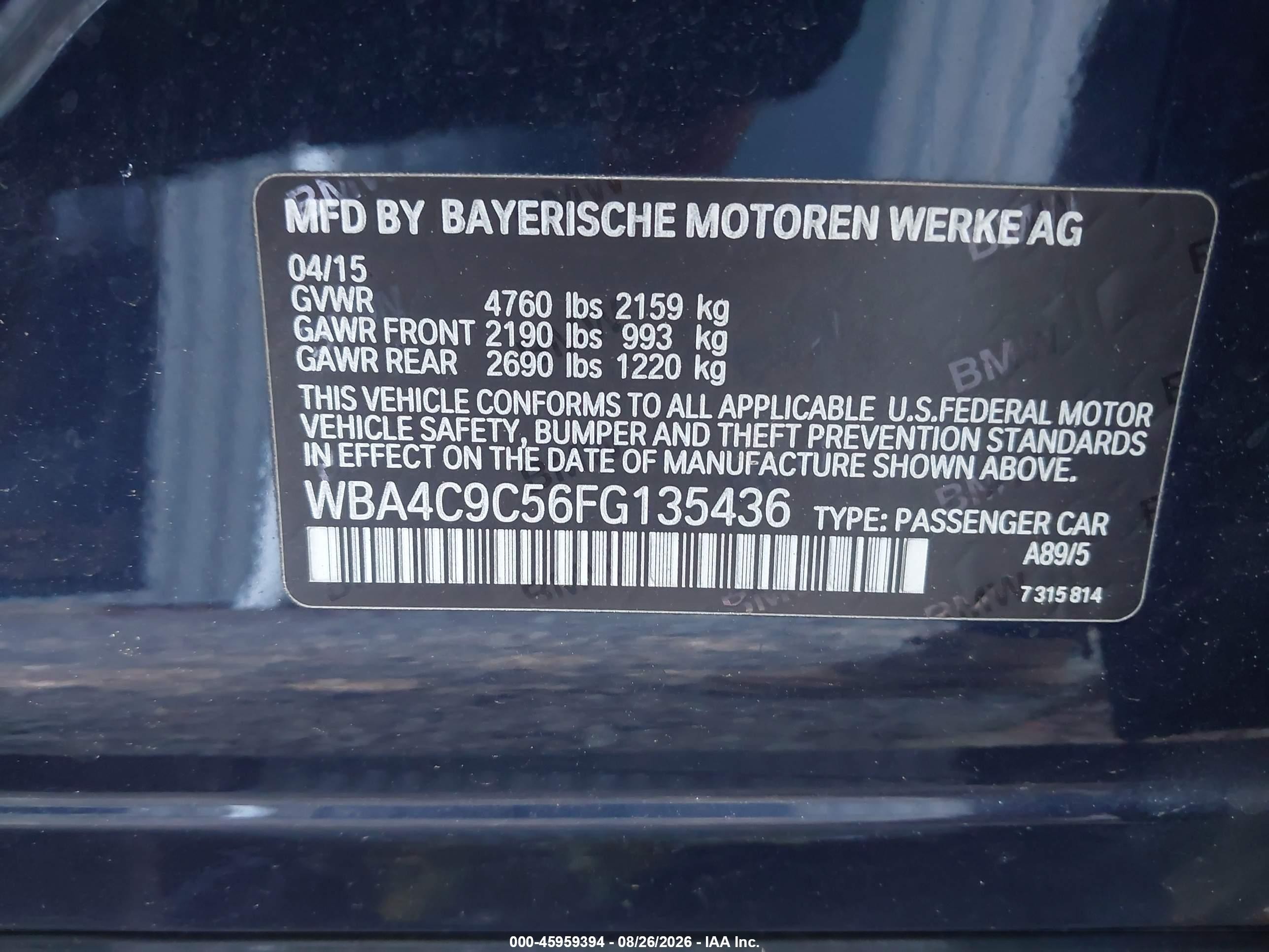 2015 Bmw 428 Gran Coupe Xdrive Blue vin: WBA4C9C56FG135436