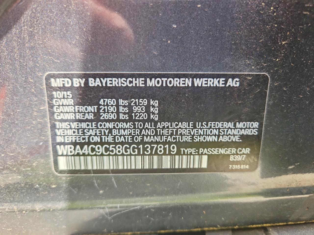 2016 Bmw 428 Xi Gran Coupe Sulev Black vin: WBA4C9C58GG137819