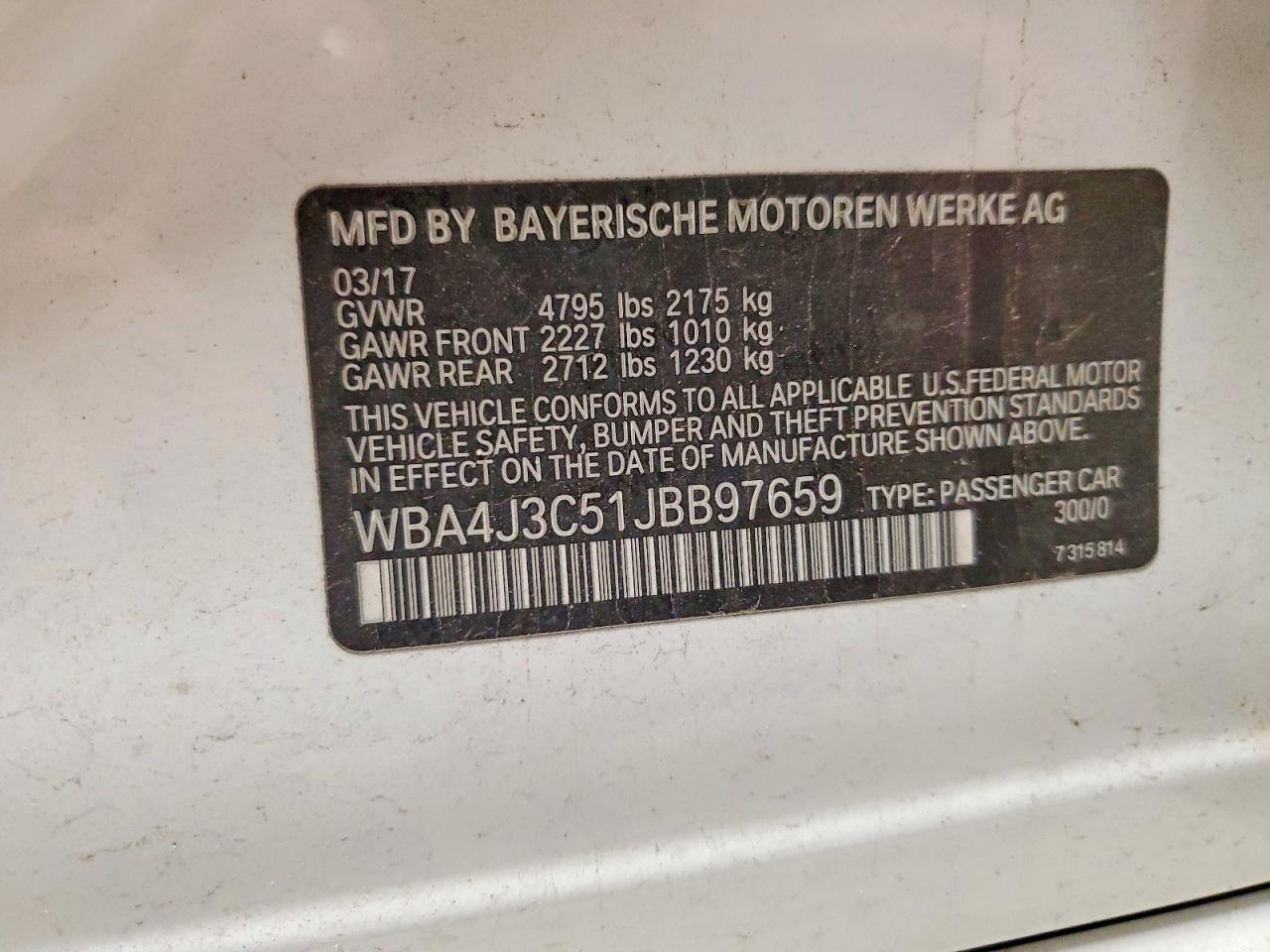 2018 Bmw 430xi Gran Coupe Белый vin: WBA4J3C51JBB97659