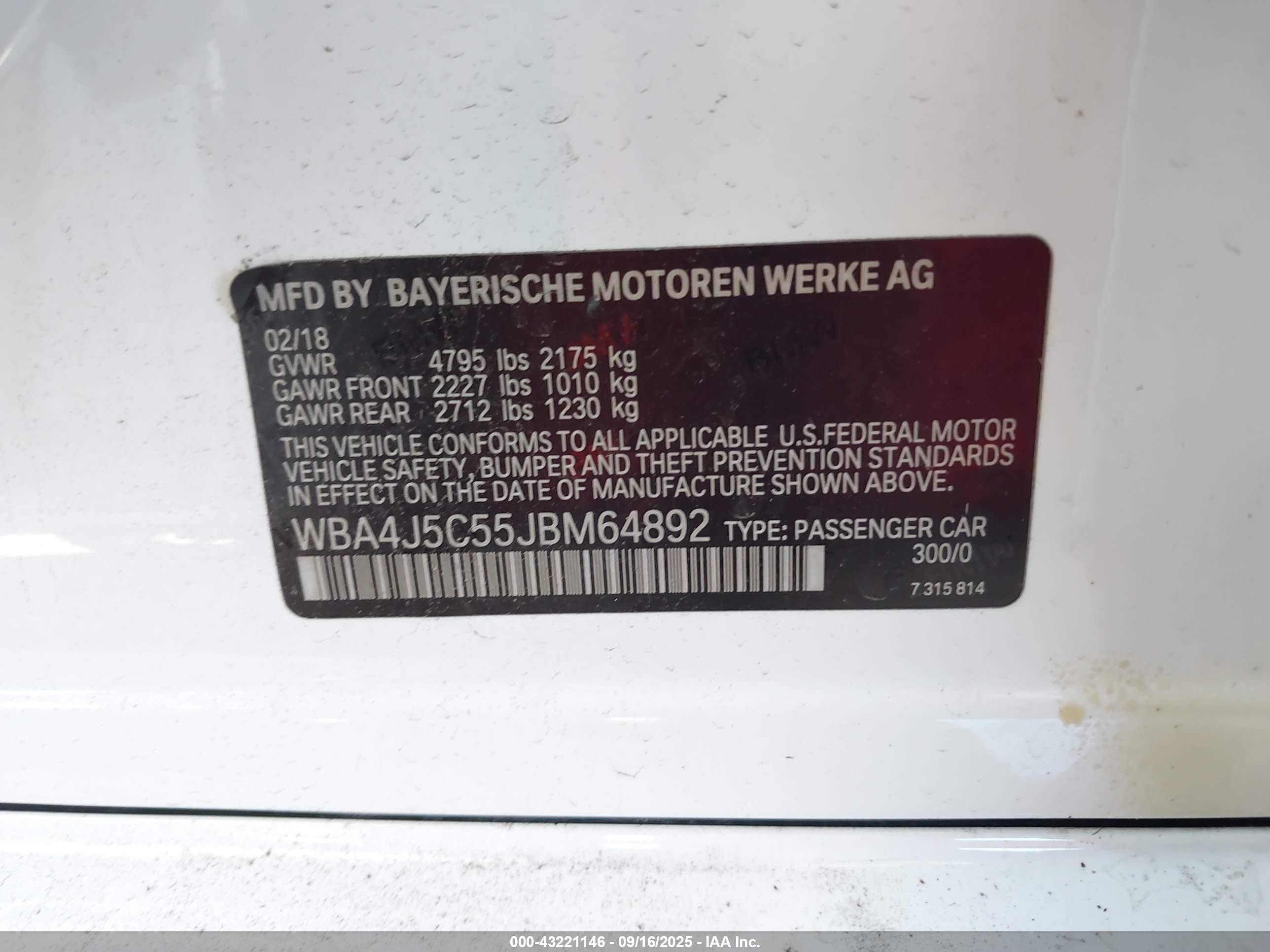 2018 Bmw 440i Gran Coupe   White vin: WBA4J5C55JBM64892