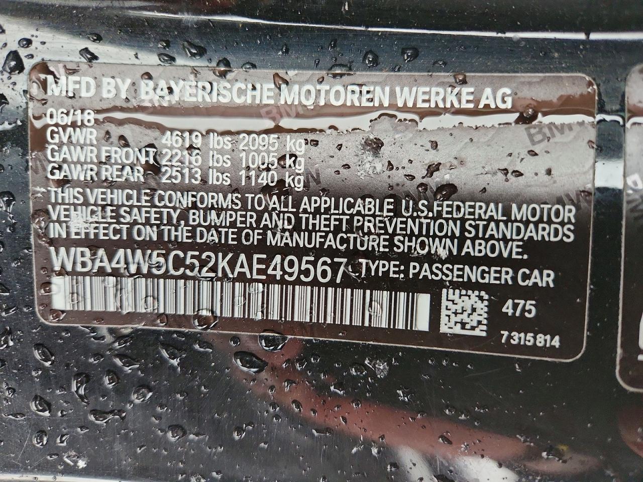 2019 Bmw 430xi Black vin: WBA4W5C52KAE49567