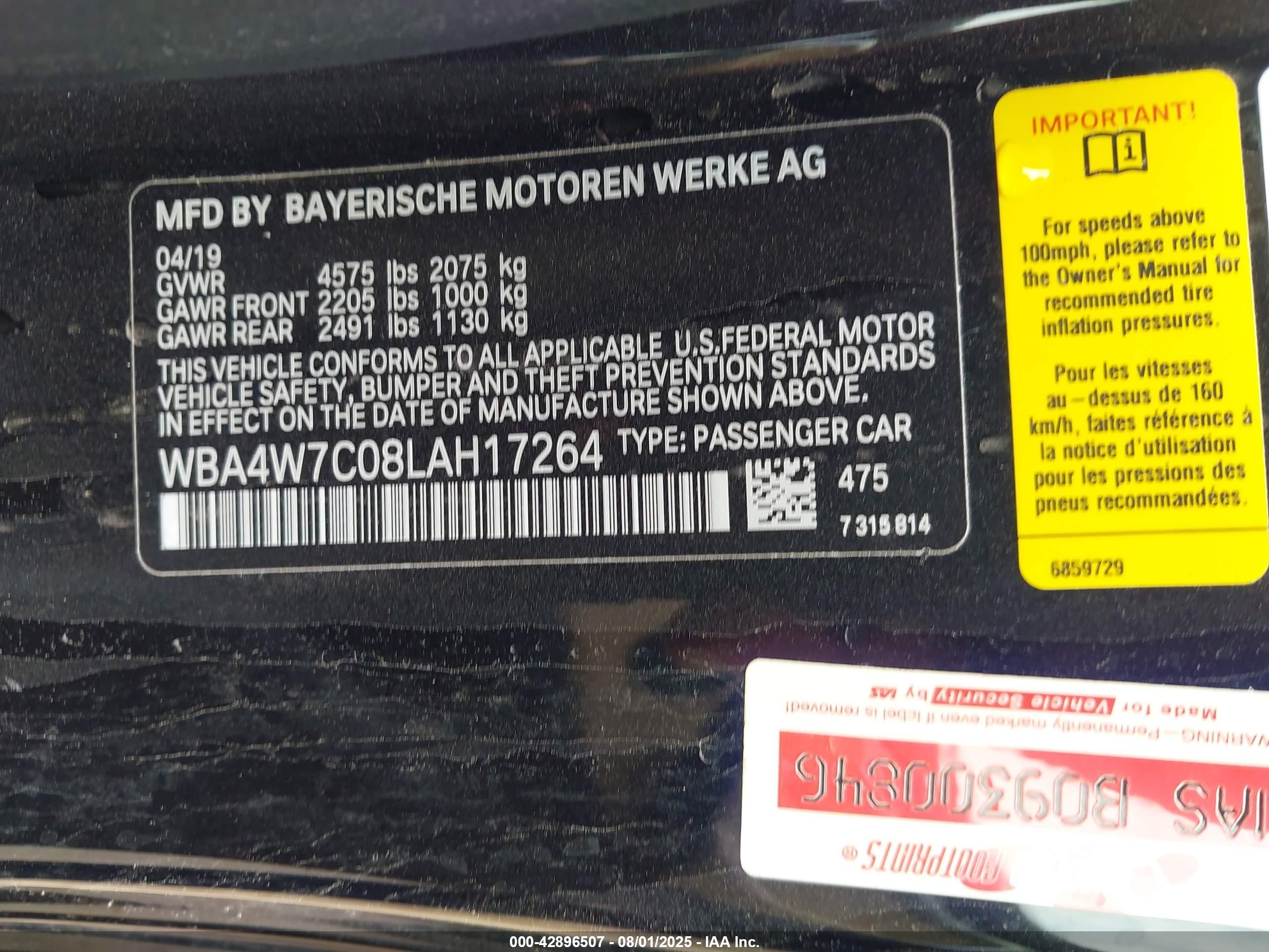 2020 Bmw 440i   Black vin: WBA4W7C08LAH17264