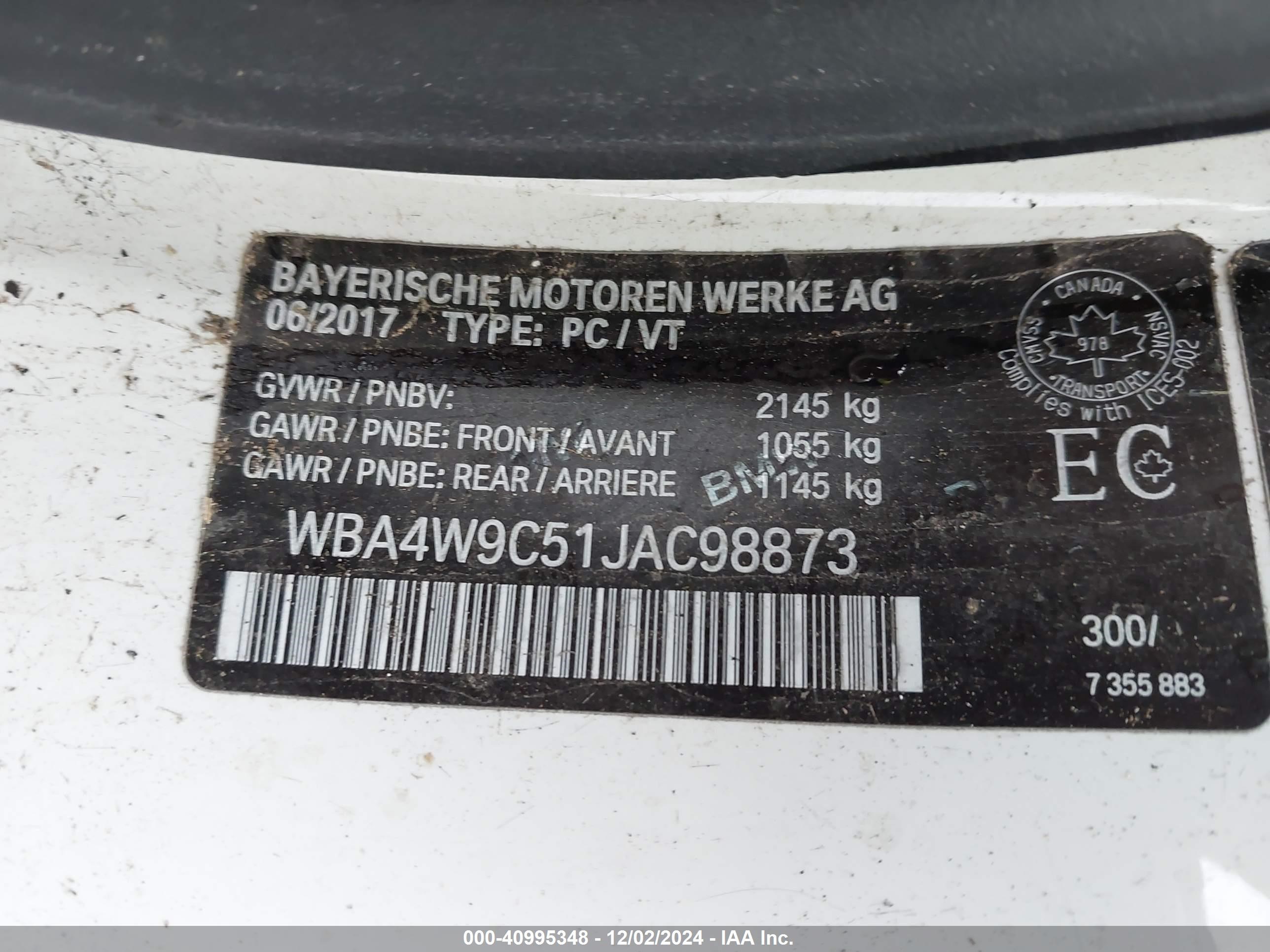 2018 Bmw 440i Xdrive White vin: WBA4W9C51JAC98873
