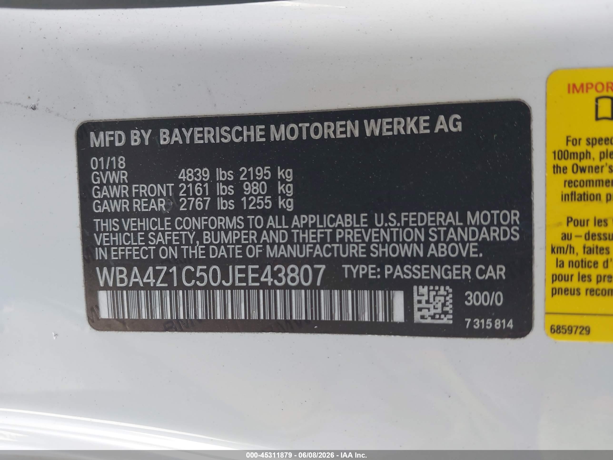 2018 Bmw 430i White vin: WBA4Z1C50JEE43807
