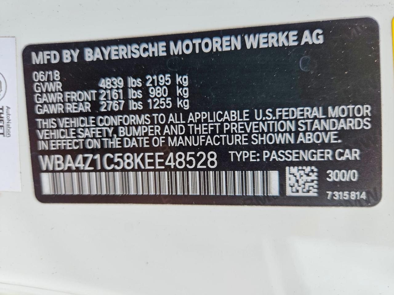 2019 Bmw 430i White vin: WBA4Z1C58KEE48528