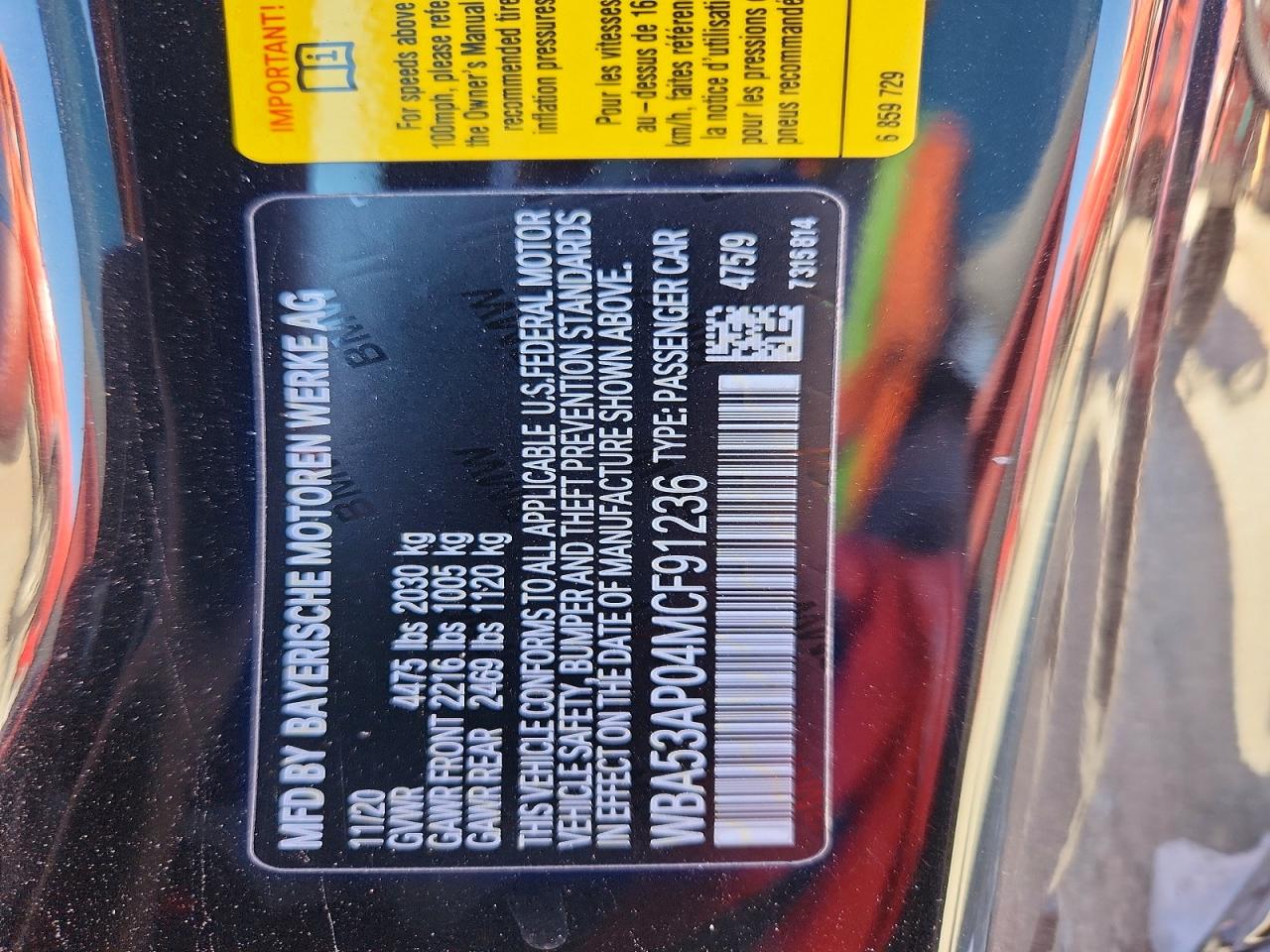 2021 Bmw 430i Black vin: WBA53AP04MCF91236
