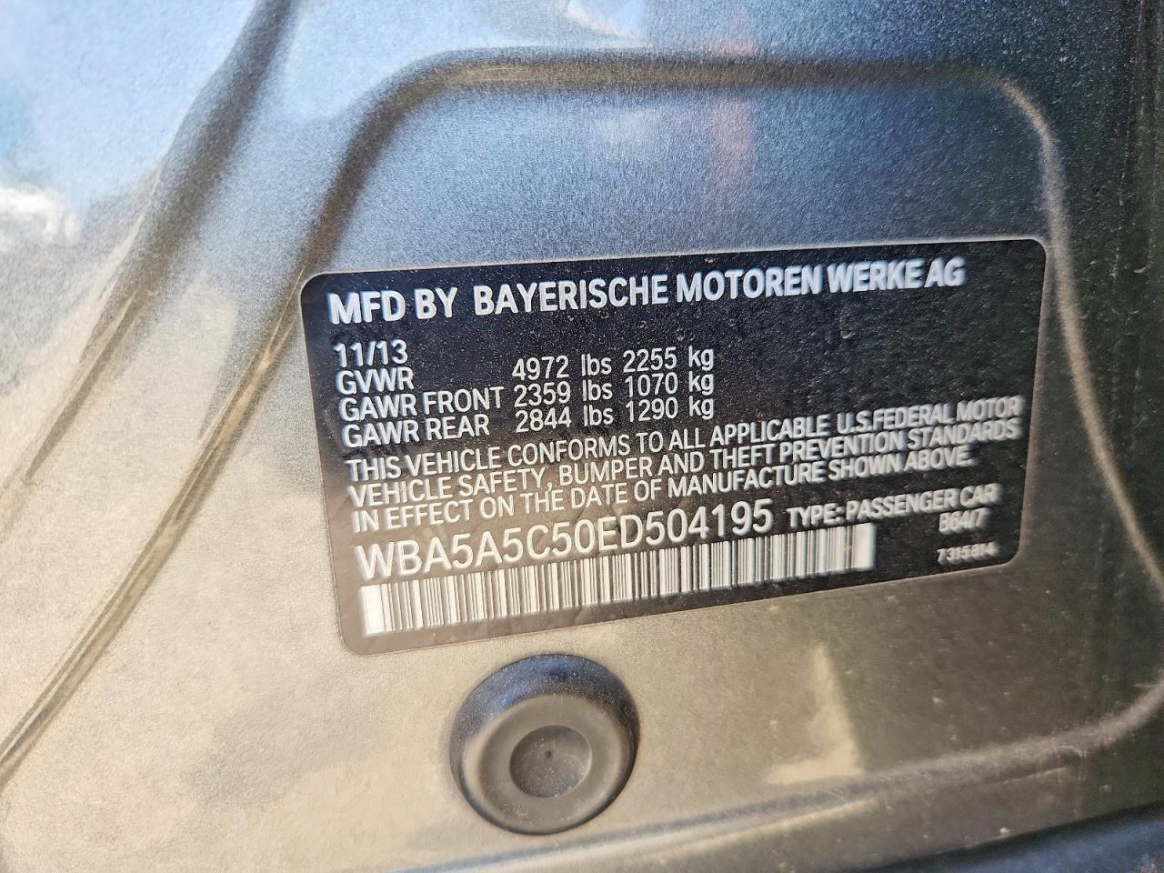 2014 Bmw 528 I Gray vin: WBA5A5C50ED504195