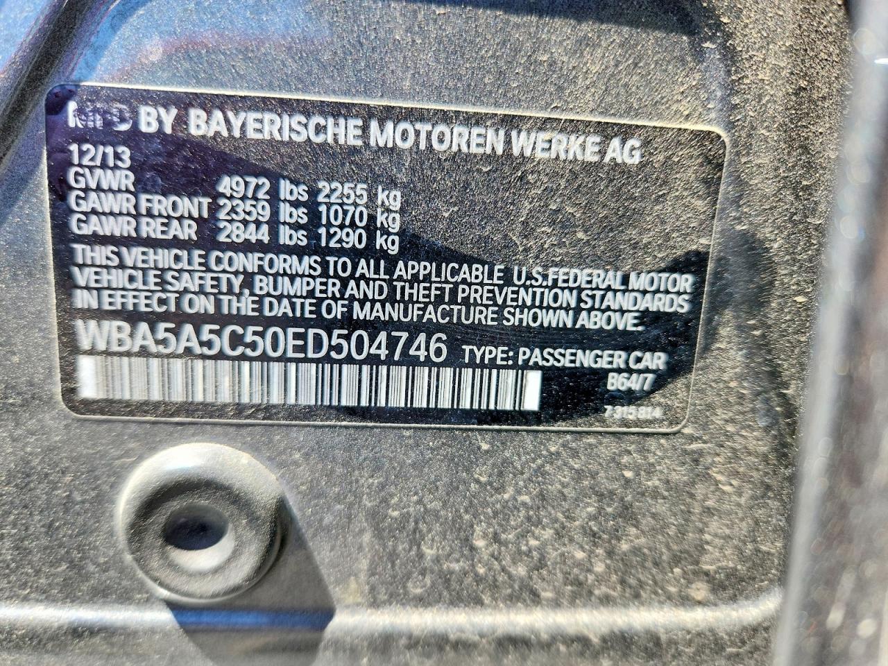 2014 Bmw 528 I Серый vin: WBA5A5C50ED504746