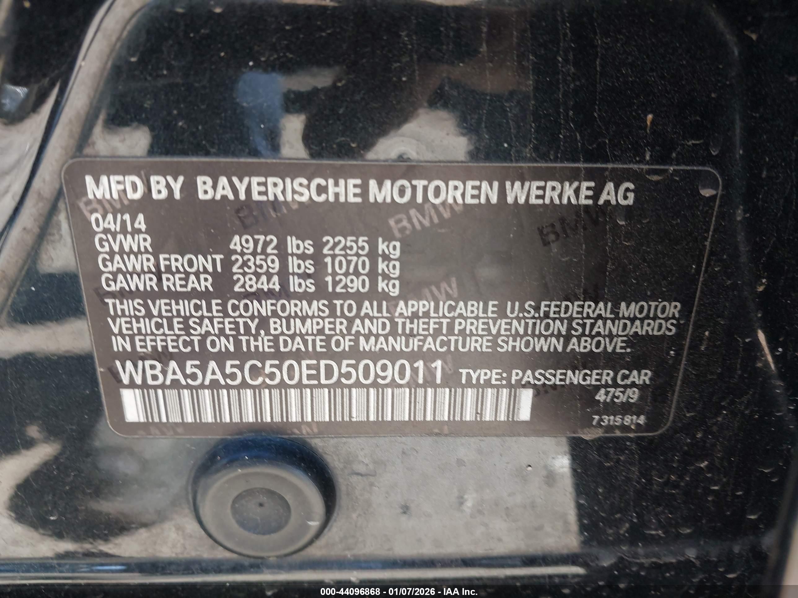 2014 Bmw 528i   Black vin: WBA5A5C50ED509011