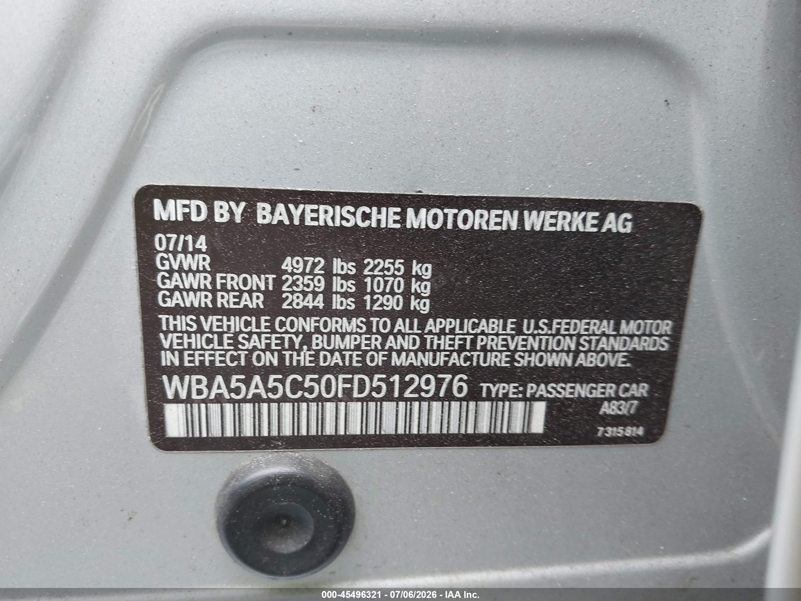 2015 Bmw 528i   Gray vin: WBA5A5C50FD512976