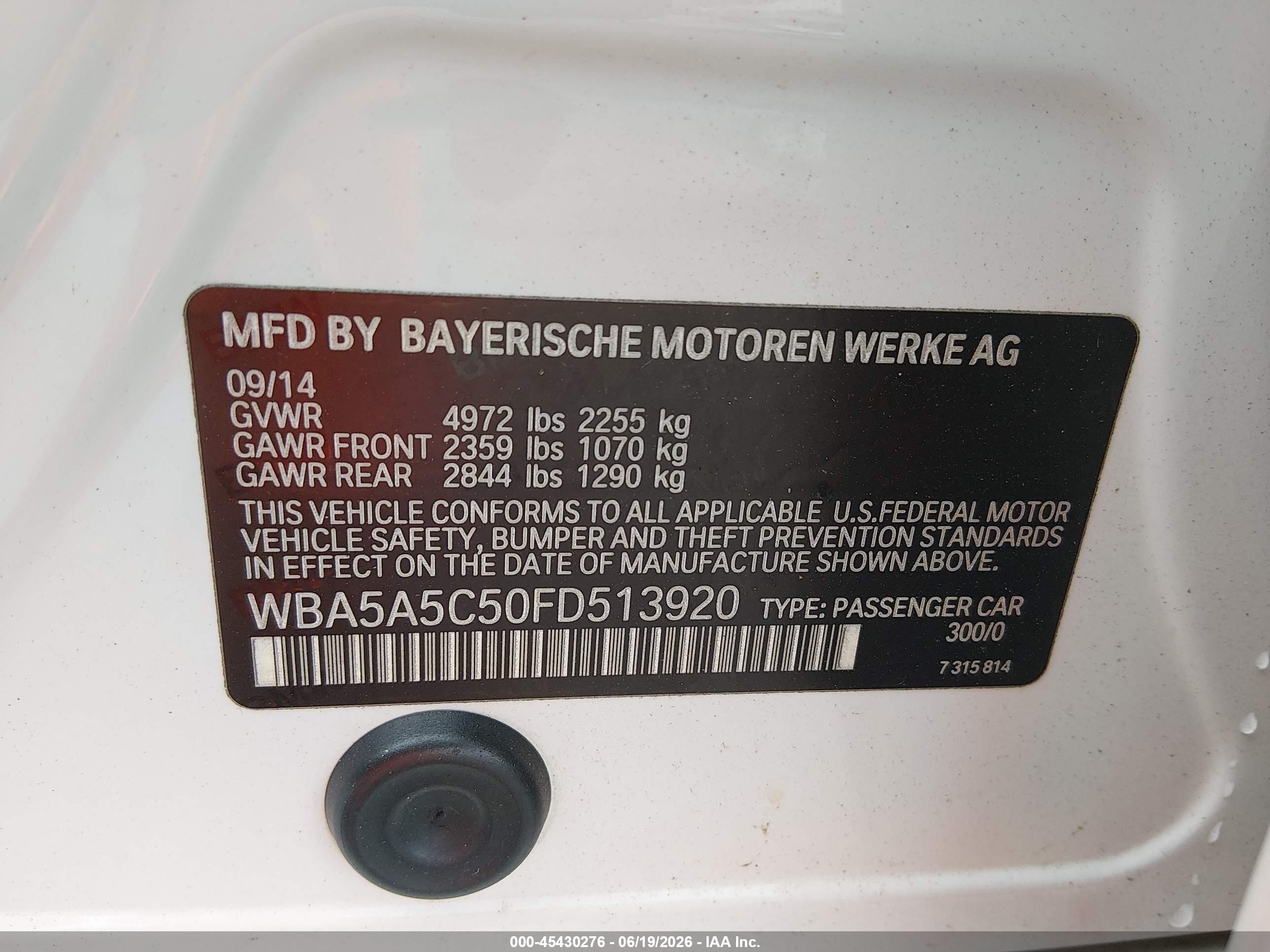 2015 Bmw 528i   Белый vin: WBA5A5C50FD513920