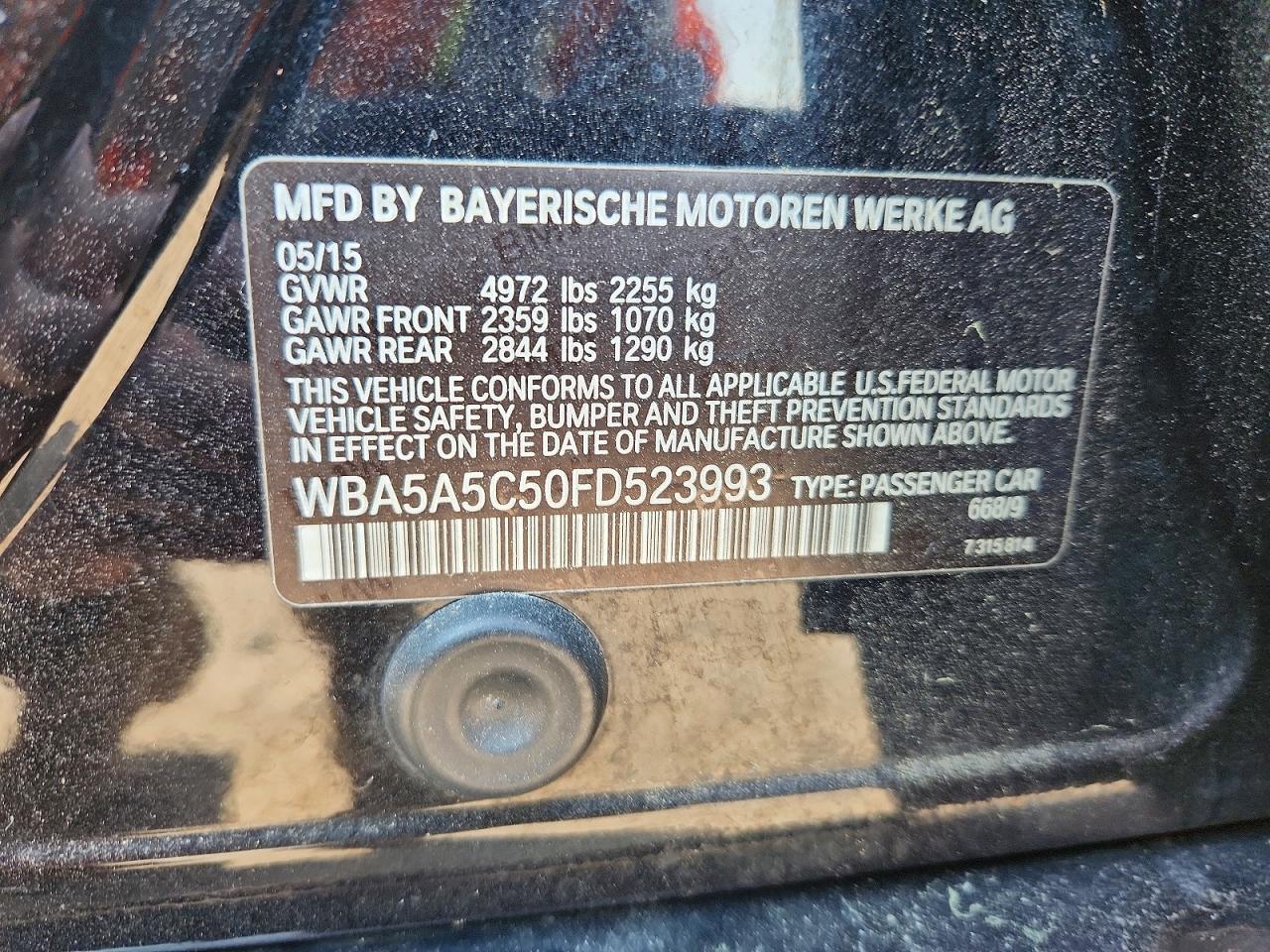 2015 Bmw 528 I Черный vin: WBA5A5C50FD523993
