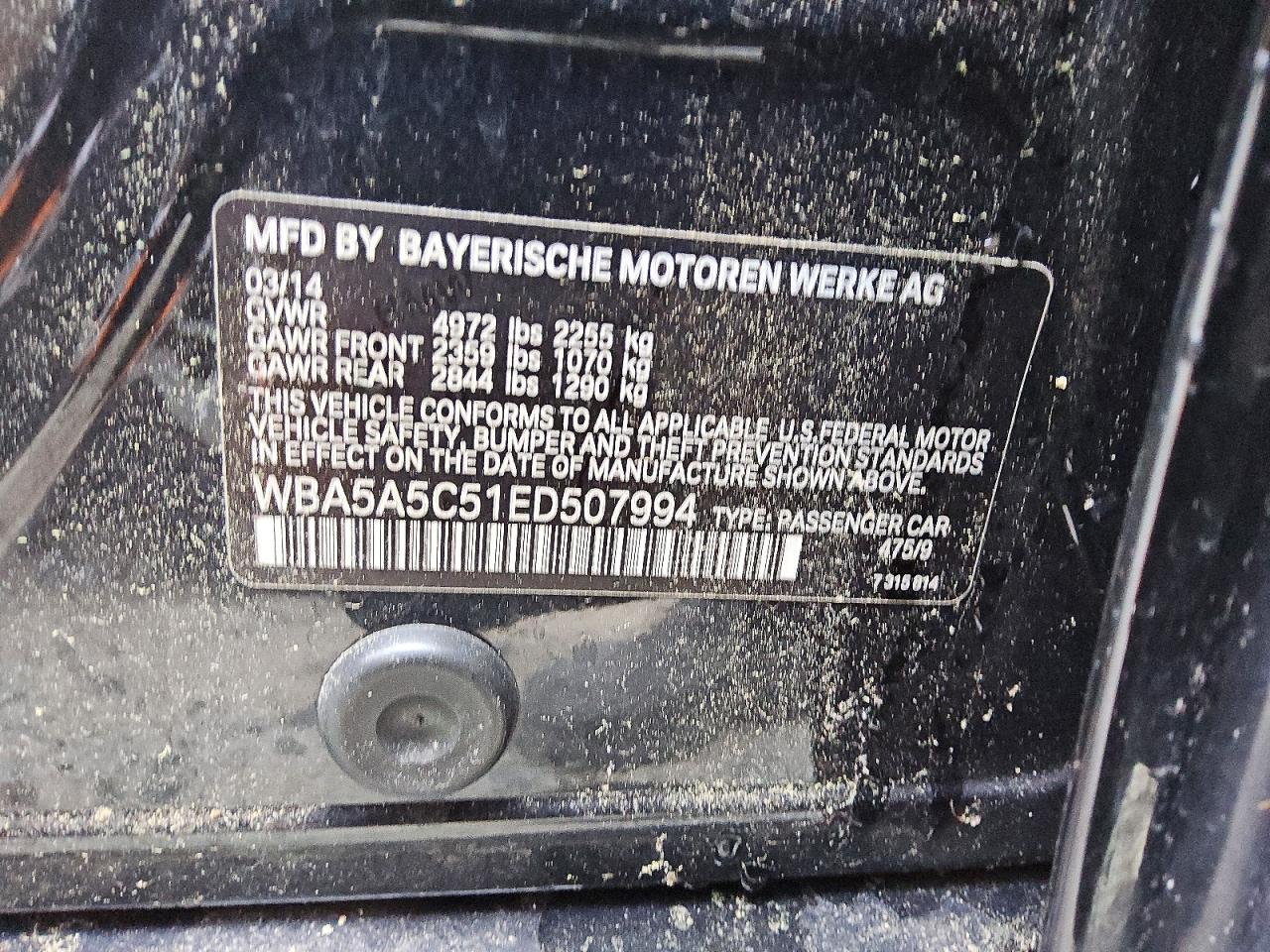 2014 Bmw 528 I Black vin: WBA5A5C51ED507994