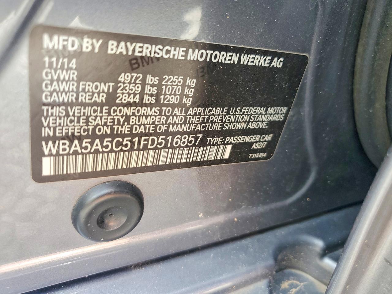2015 Bmw 528 I Silver vin: WBA5A5C51FD516857