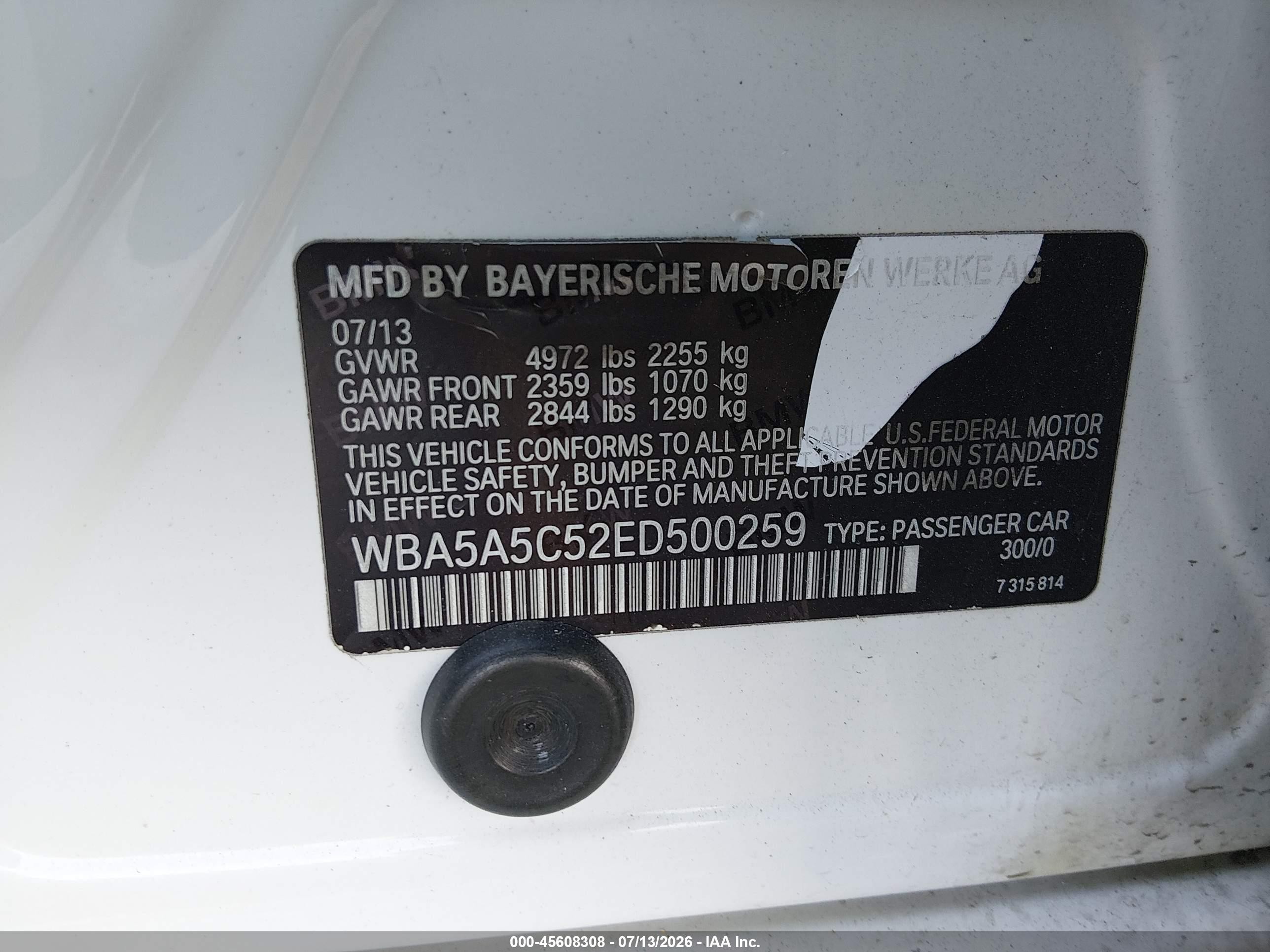 2014 Bmw 528i   White vin: WBA5A5C52ED500259