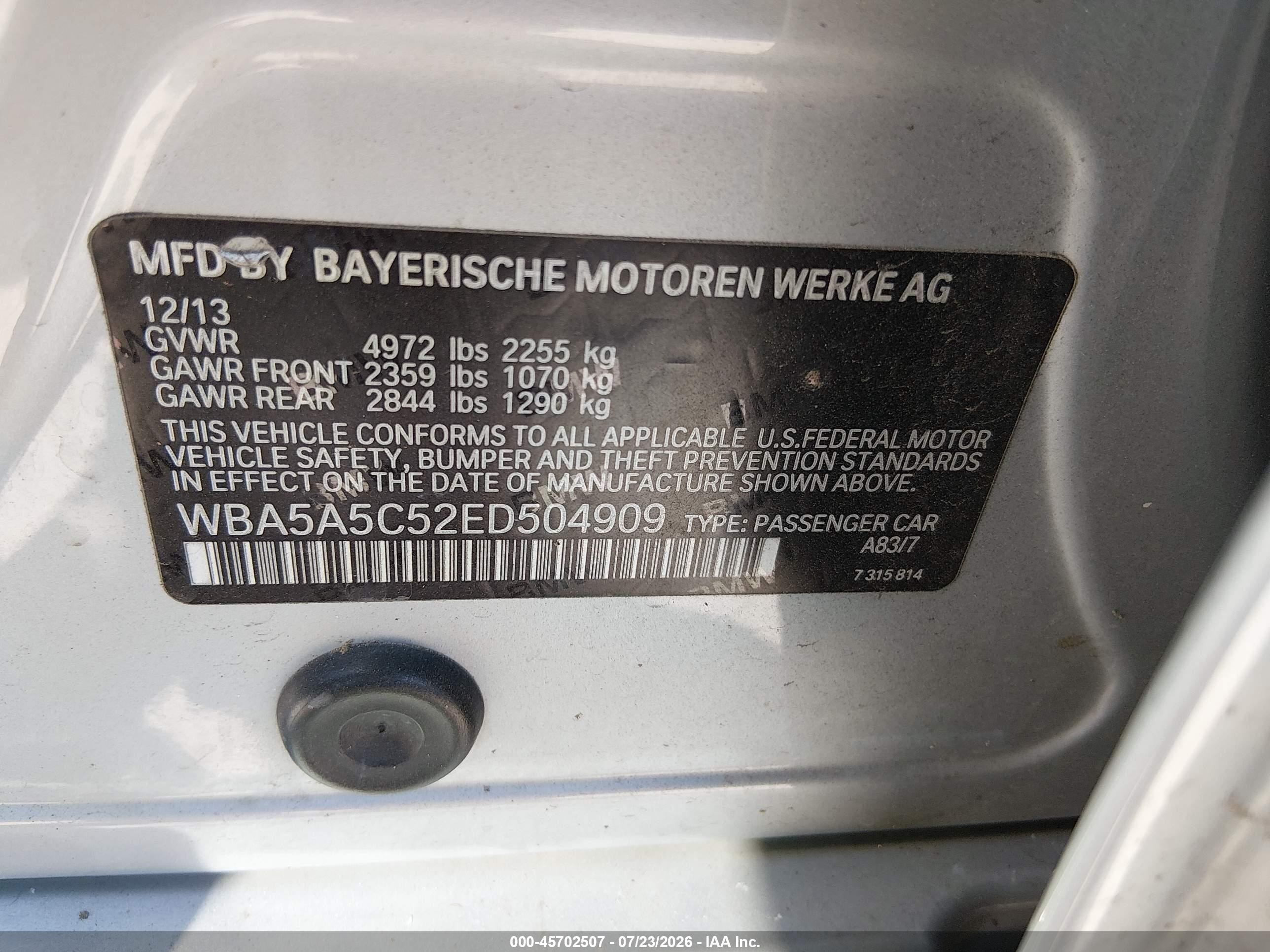 2014 Bmw 528i   Silver vin: WBA5A5C52ED504909