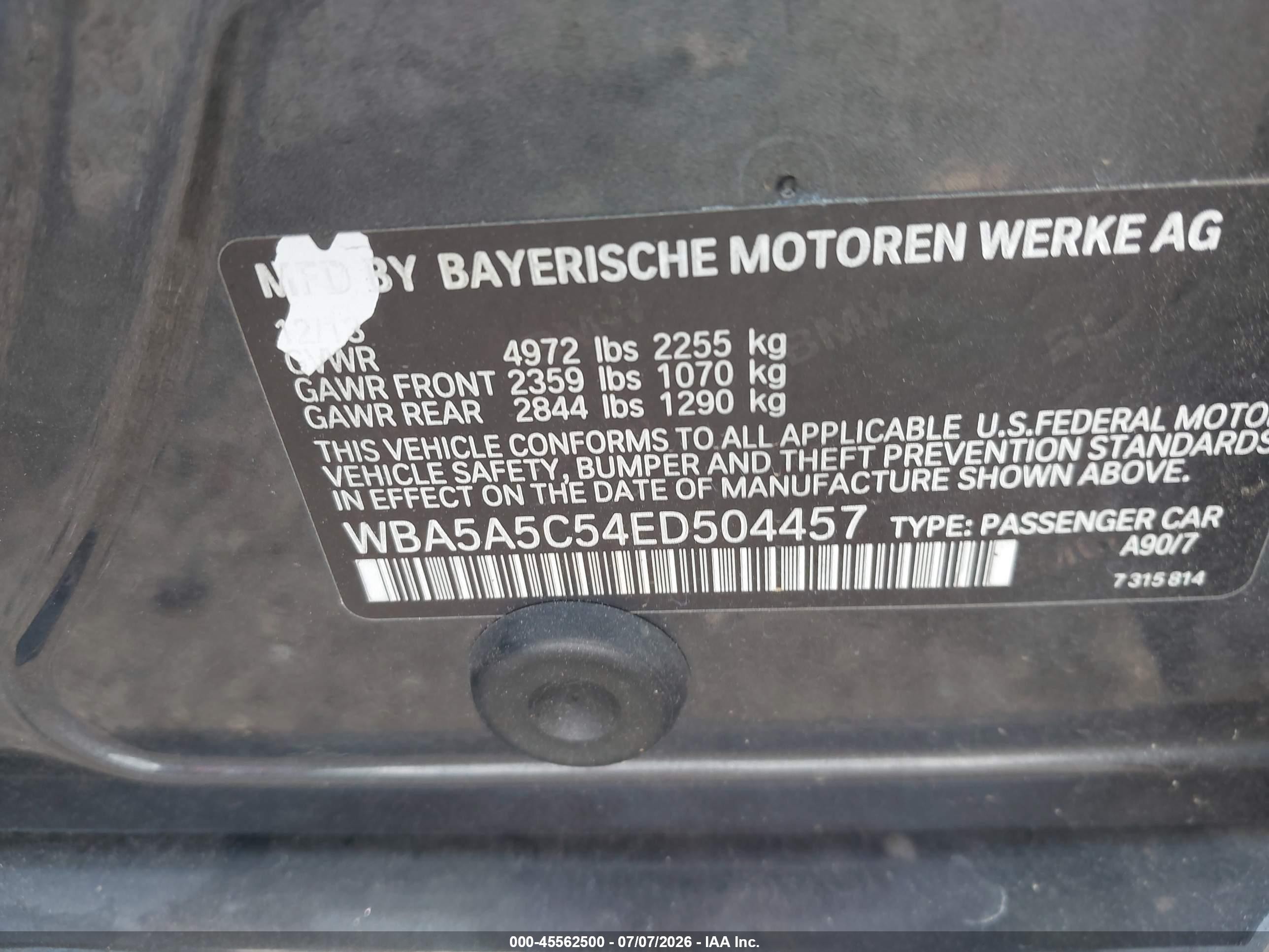 2014 Bmw 528i   Gray vin: WBA5A5C54ED504457