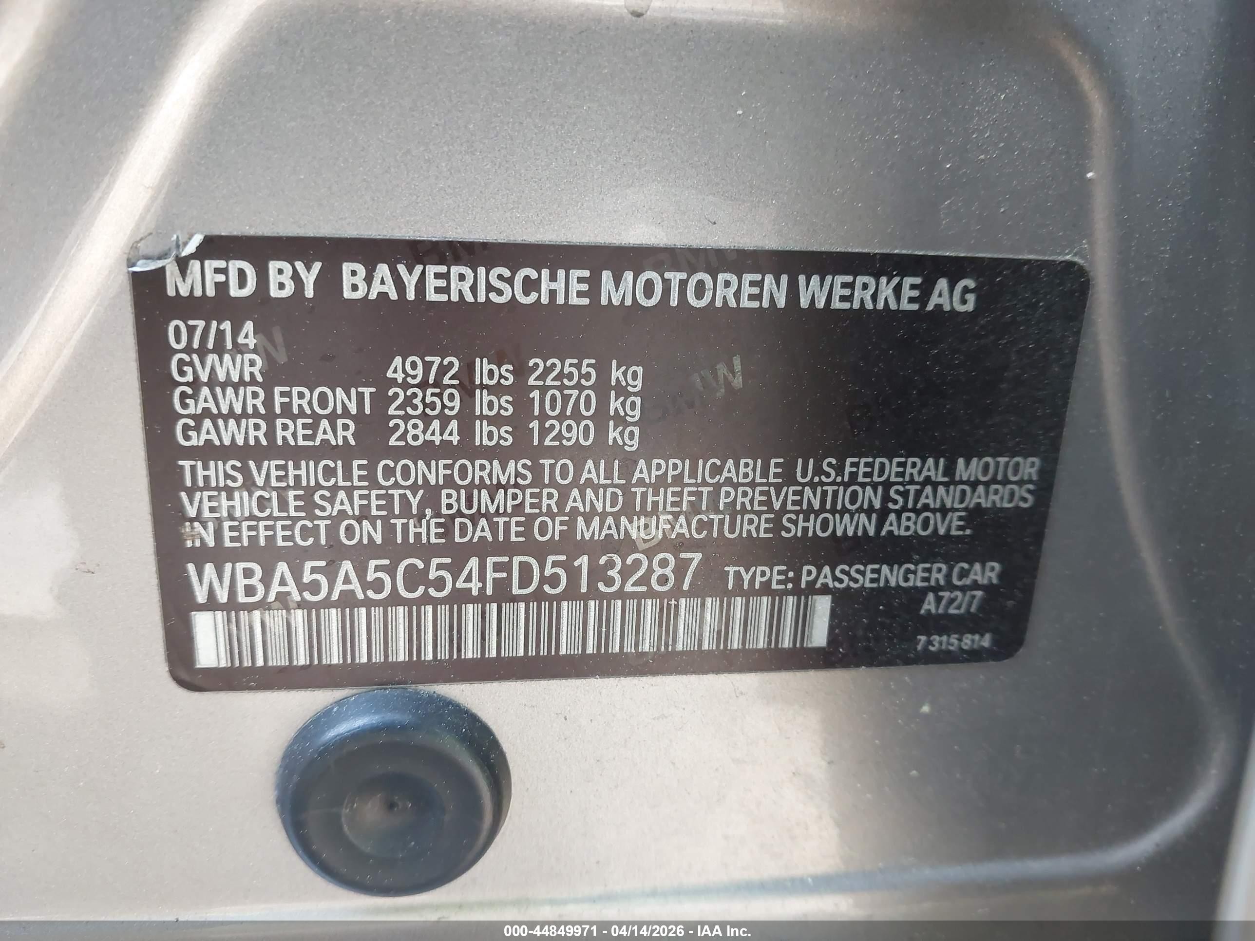 2015 Bmw 528i Gold vin: WBA5A5C54FD513287