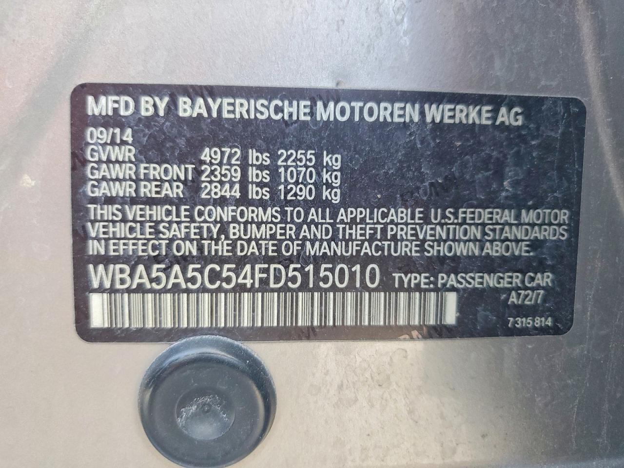 2015 Bmw 528 I Silver vin: WBA5A5C54FD515010