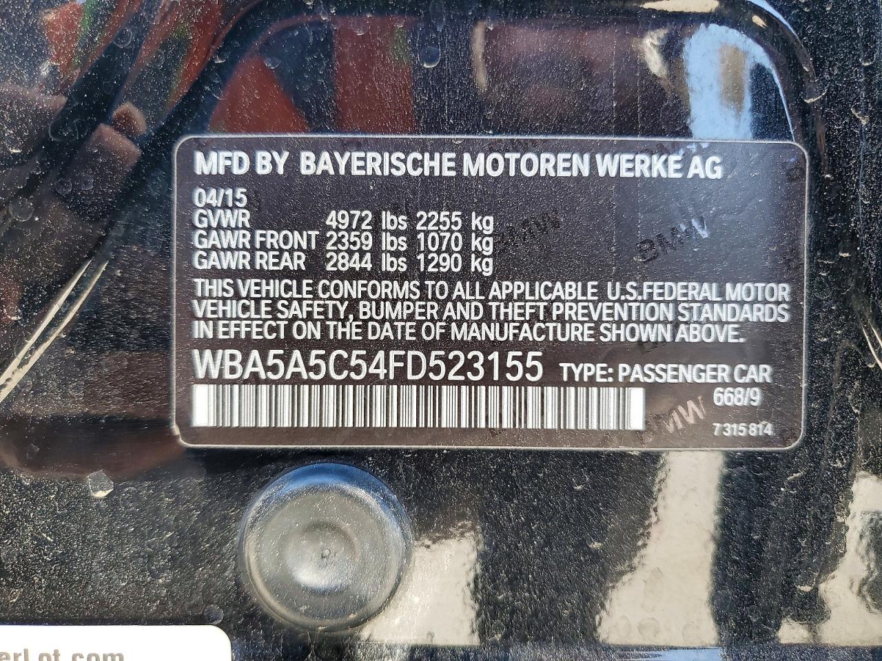 2015 Bmw 528 I Black vin: WBA5A5C54FD523155