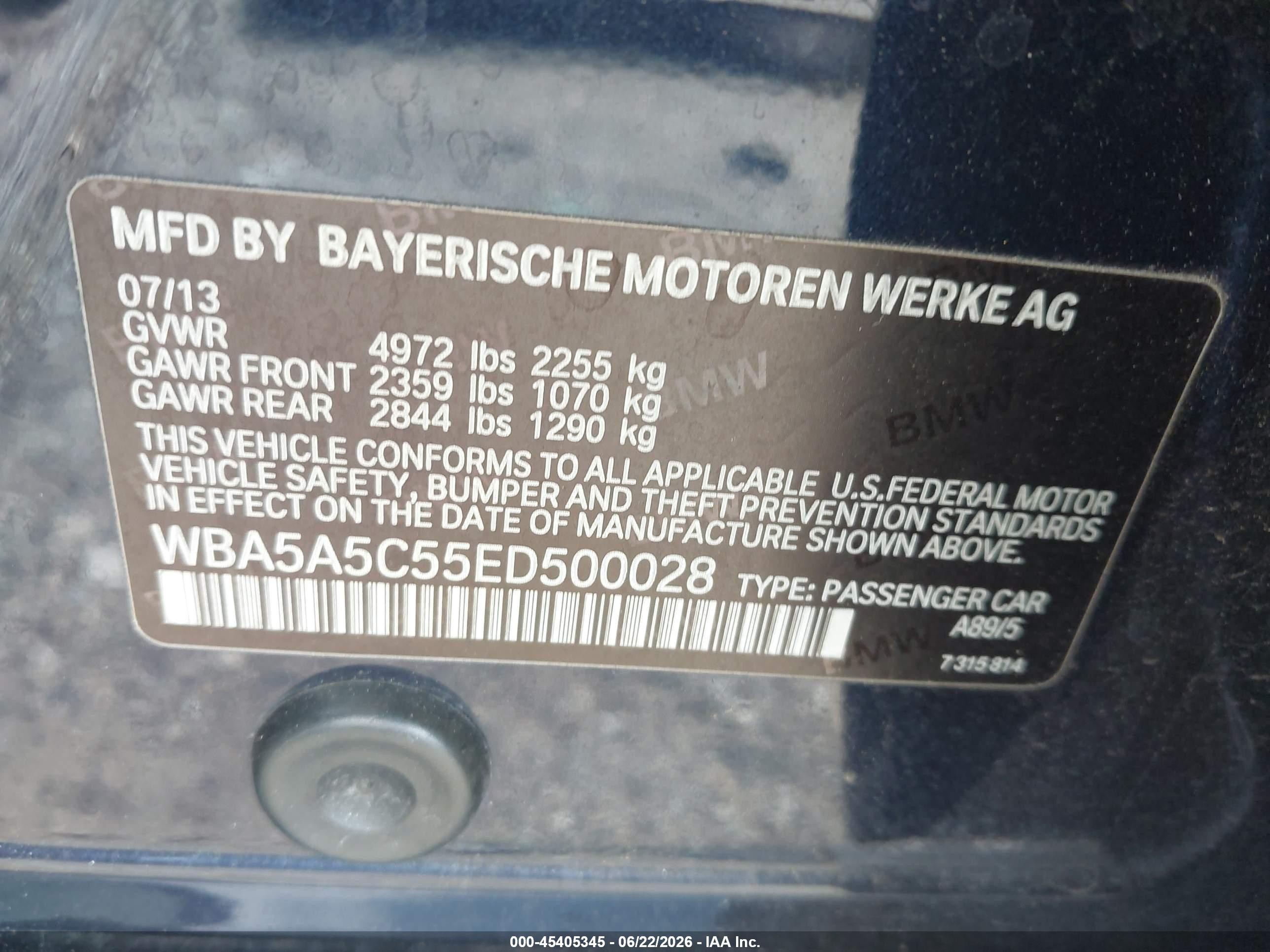 2014 Bmw 528i   Blue vin: WBA5A5C55ED500028
