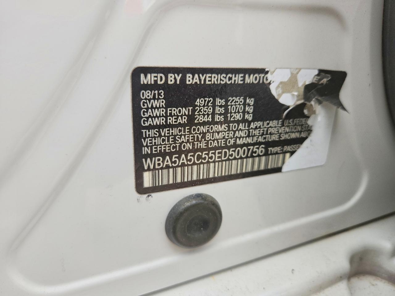 2014 Bmw 528 I White vin: WBA5A5C55ED500756