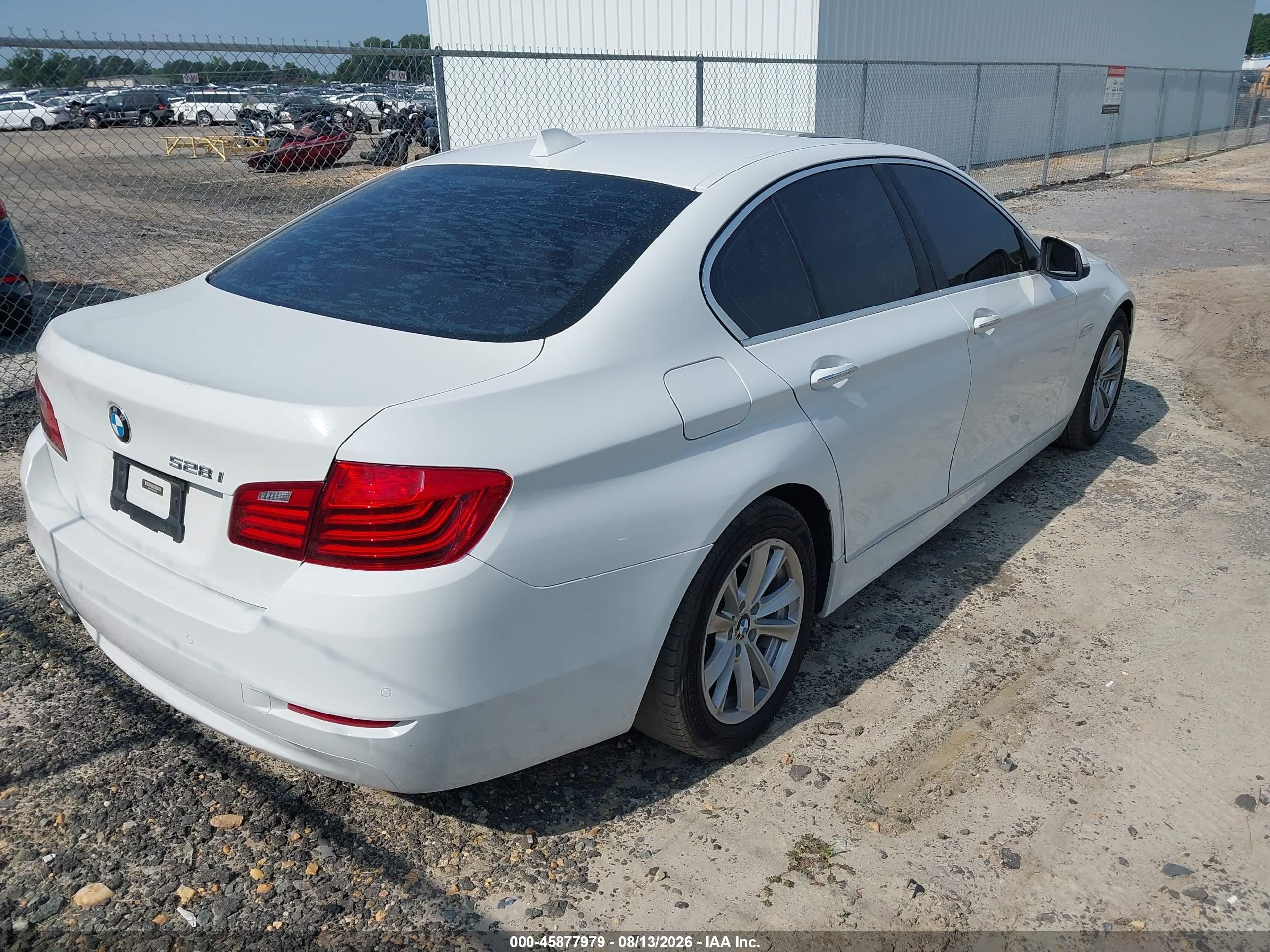2014 Bmw 528i White vin: WBA5A5C55ED505195