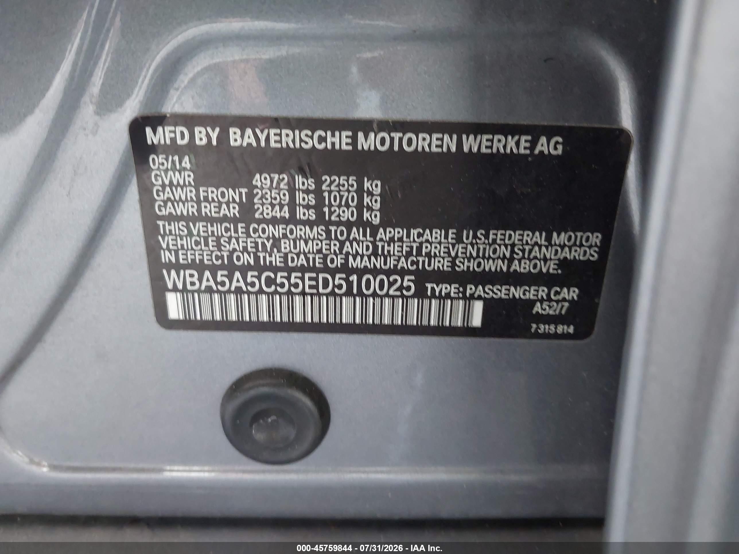 2014 Bmw 528i   Gray vin: WBA5A5C55ED510025