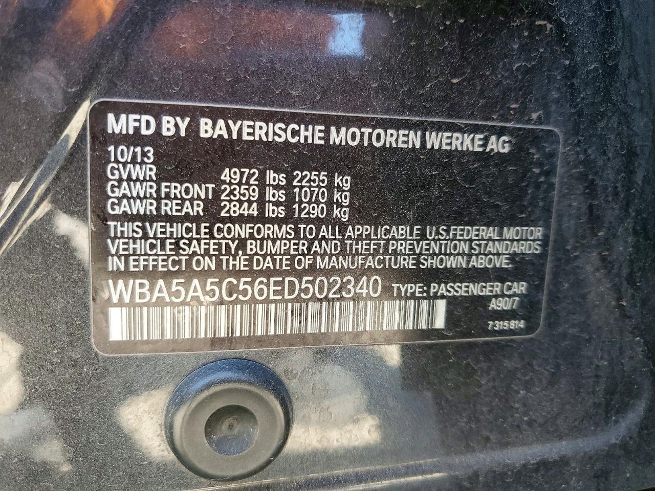 2014 Bmw 528 I Charcoal vin: WBA5A5C56ED502340